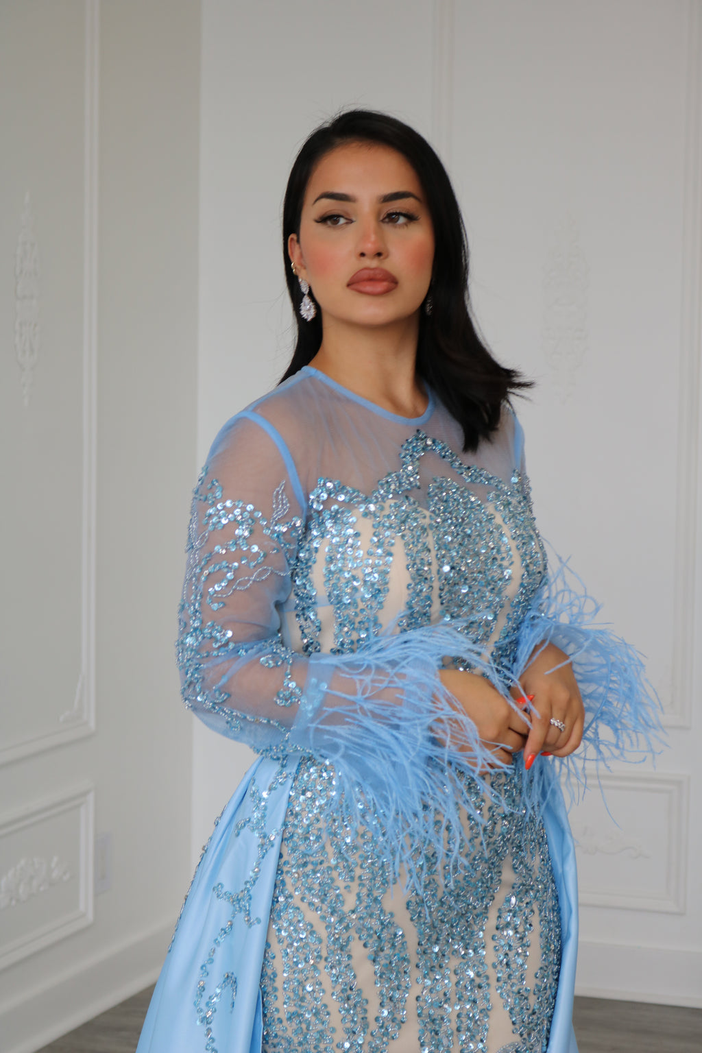 High Neck Beaded Evening Dress