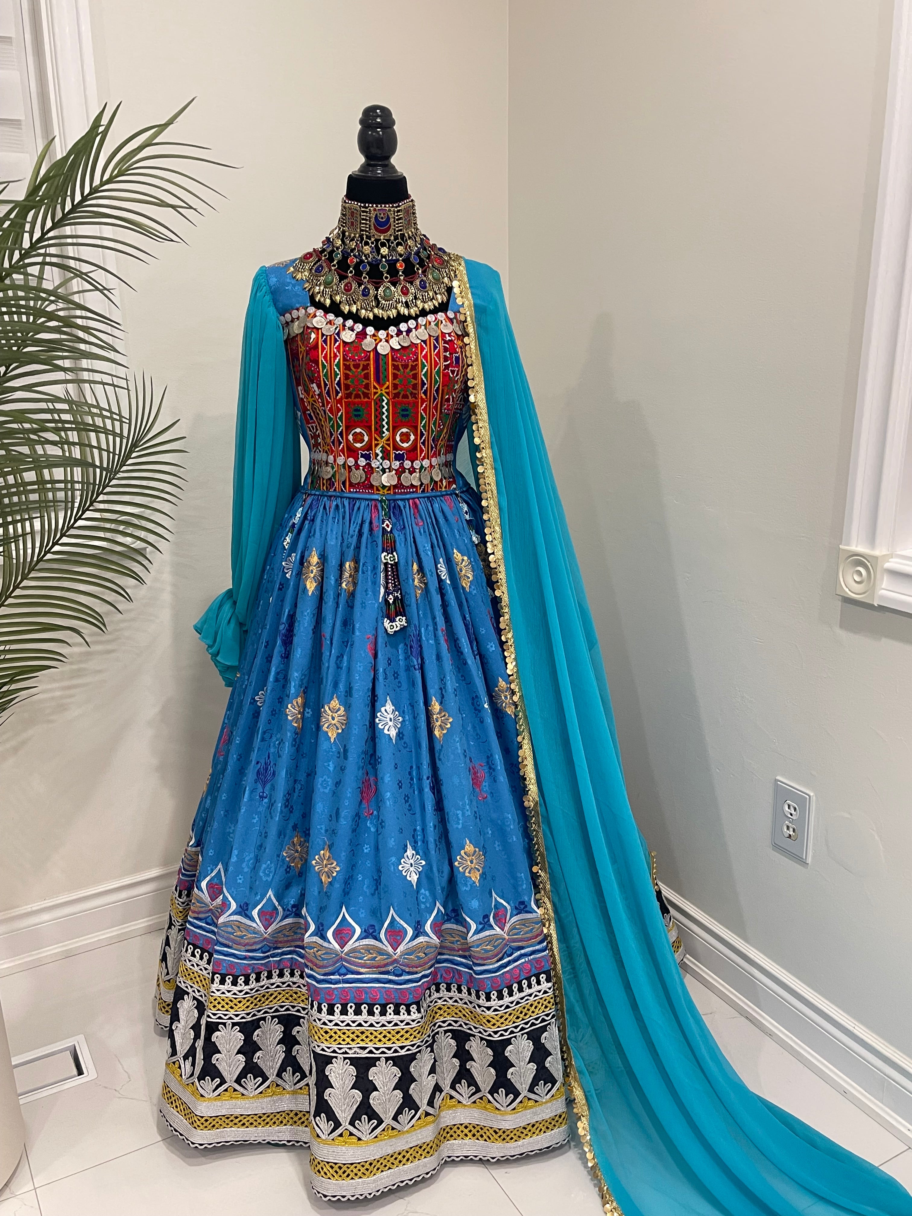 Nelofar Afghan Kuchi Dress - Blue