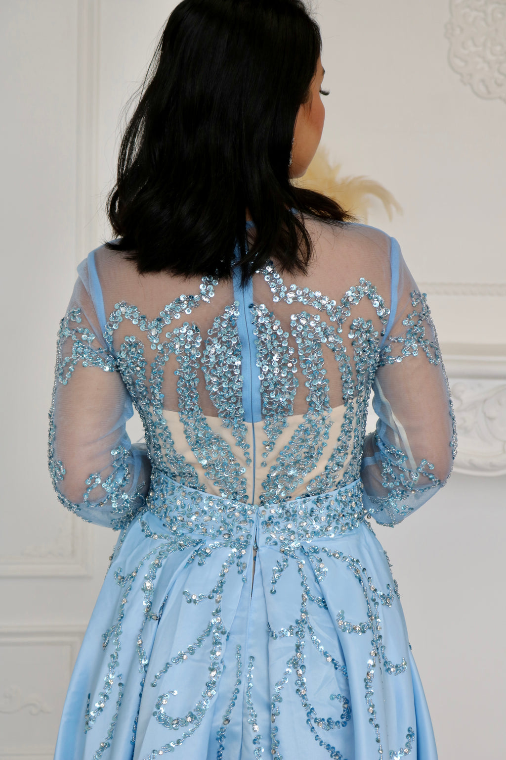 High Neck Beaded Evening Dress