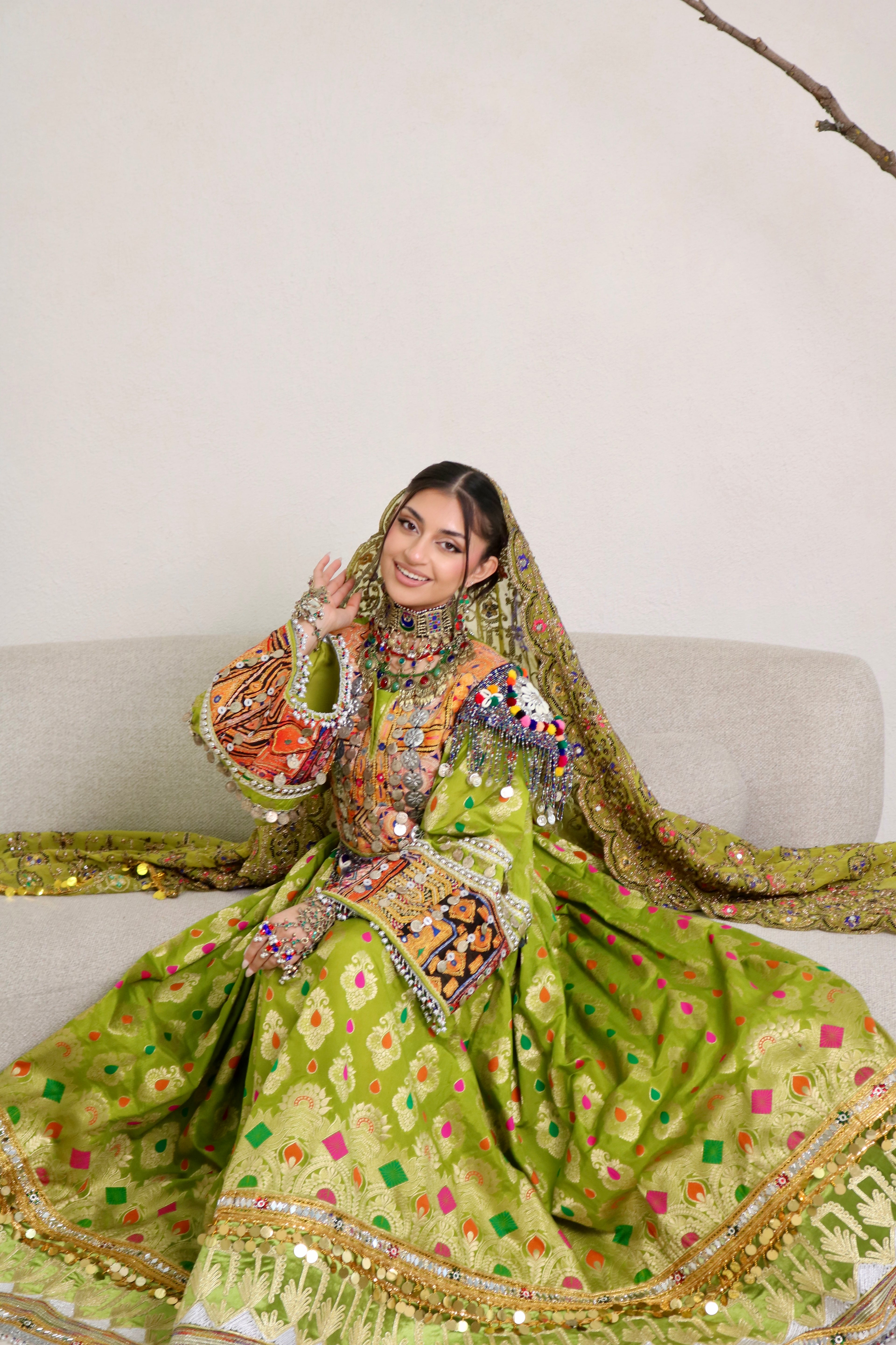 Mursal Afghan Kuchi Dress ( light green)
