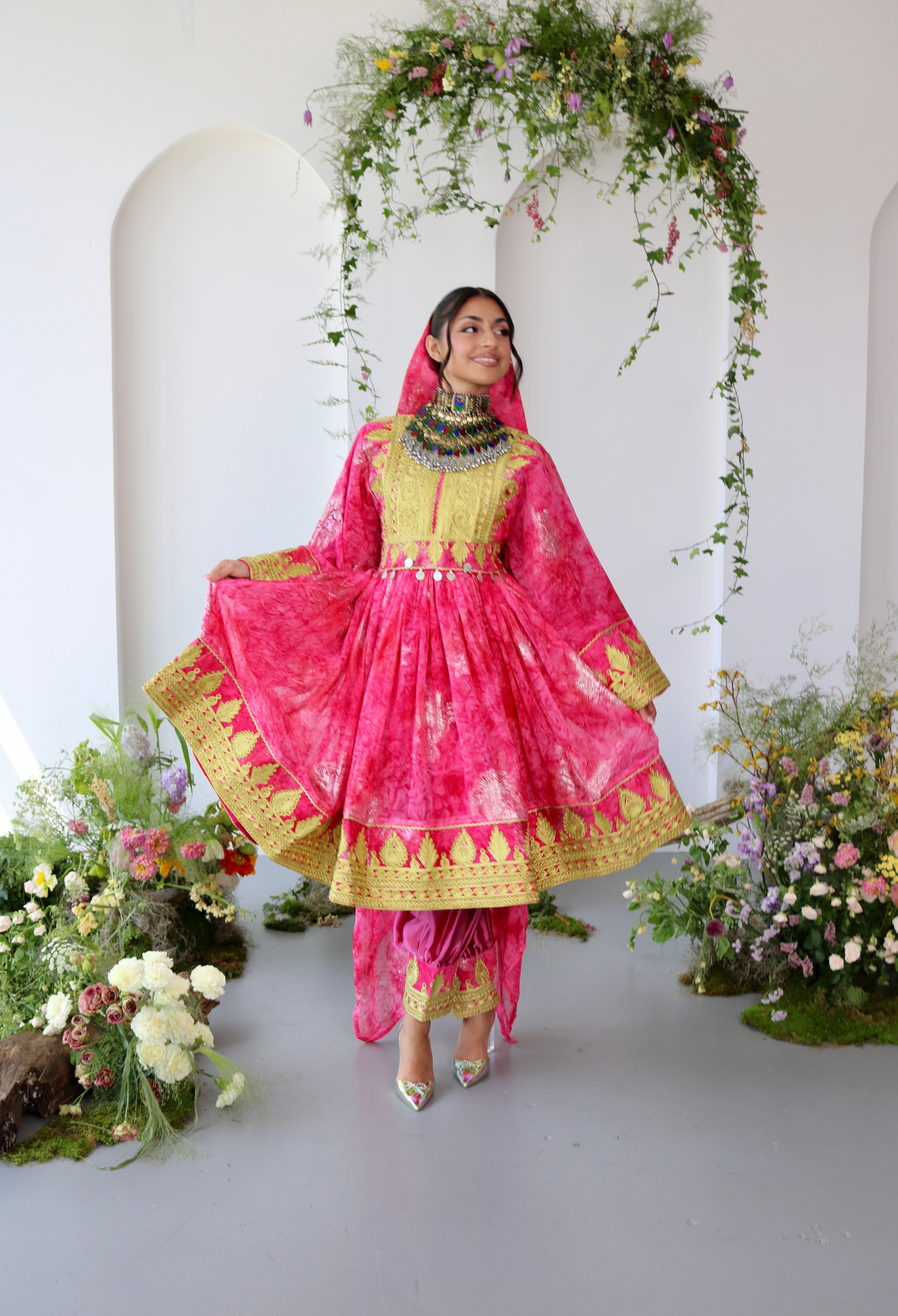 Farah Afghan Kuchi Dress (pink)