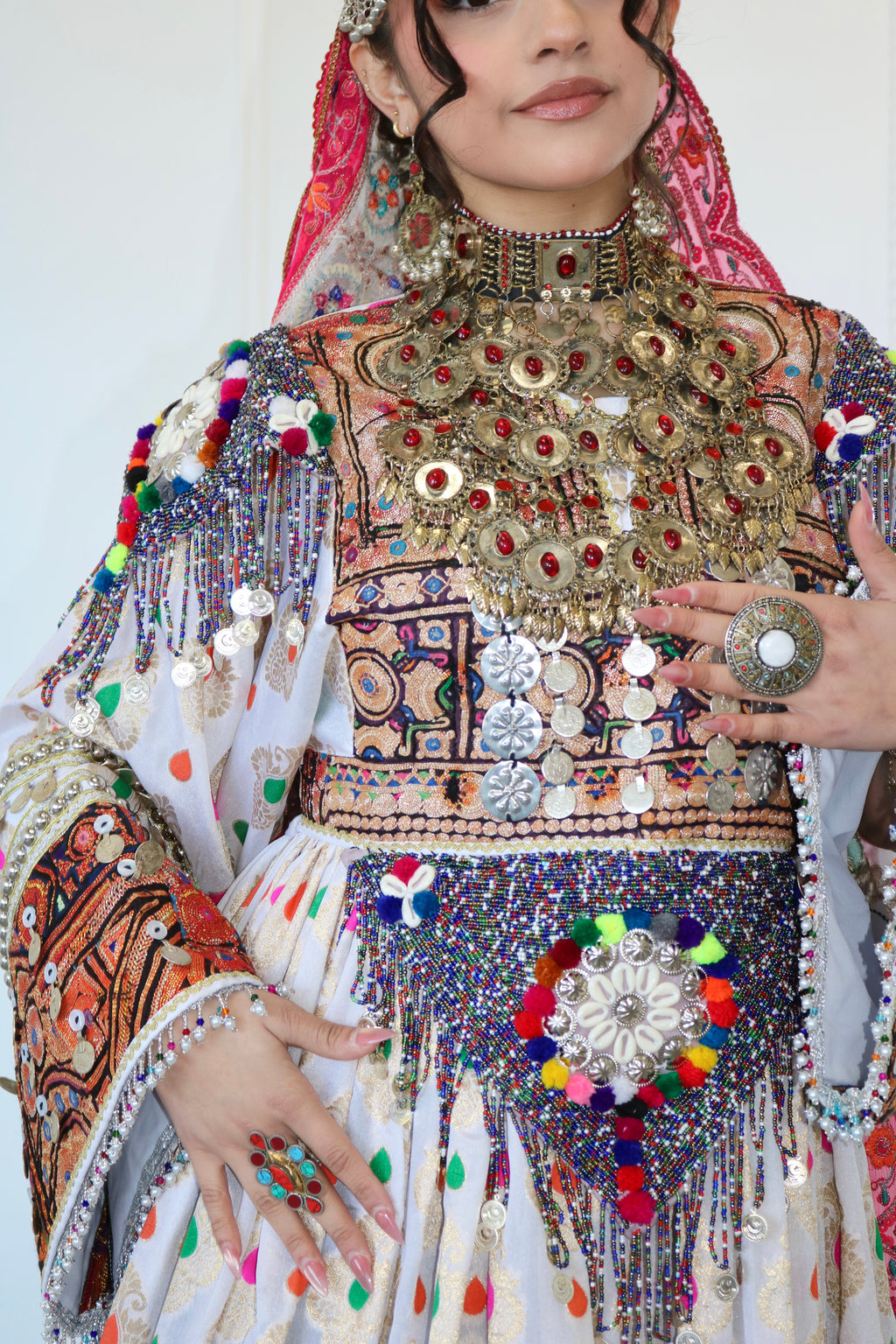 Mursal Afghan Kuchi Dress (white)