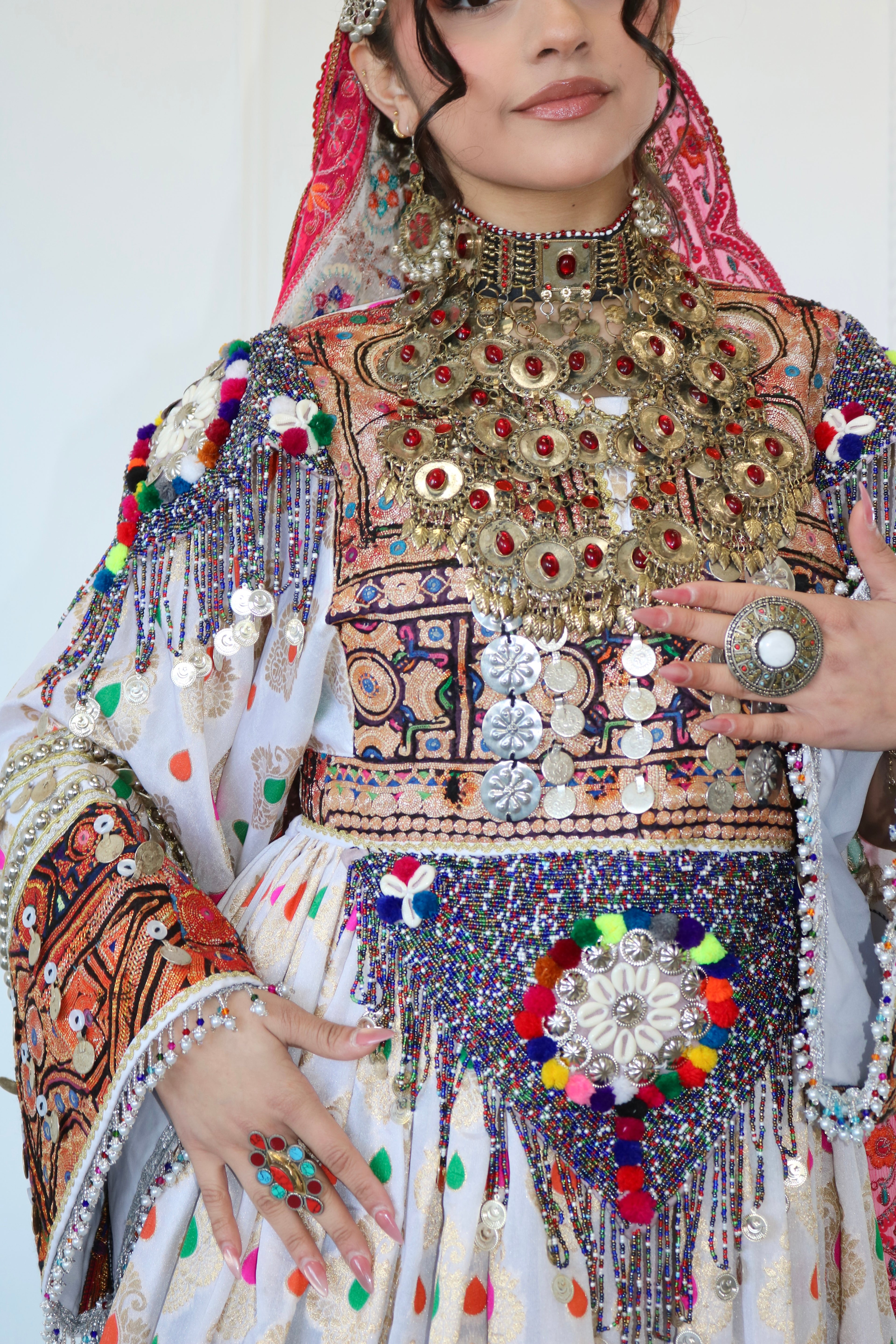 Mursal Afghan Kuchi Dress (white)