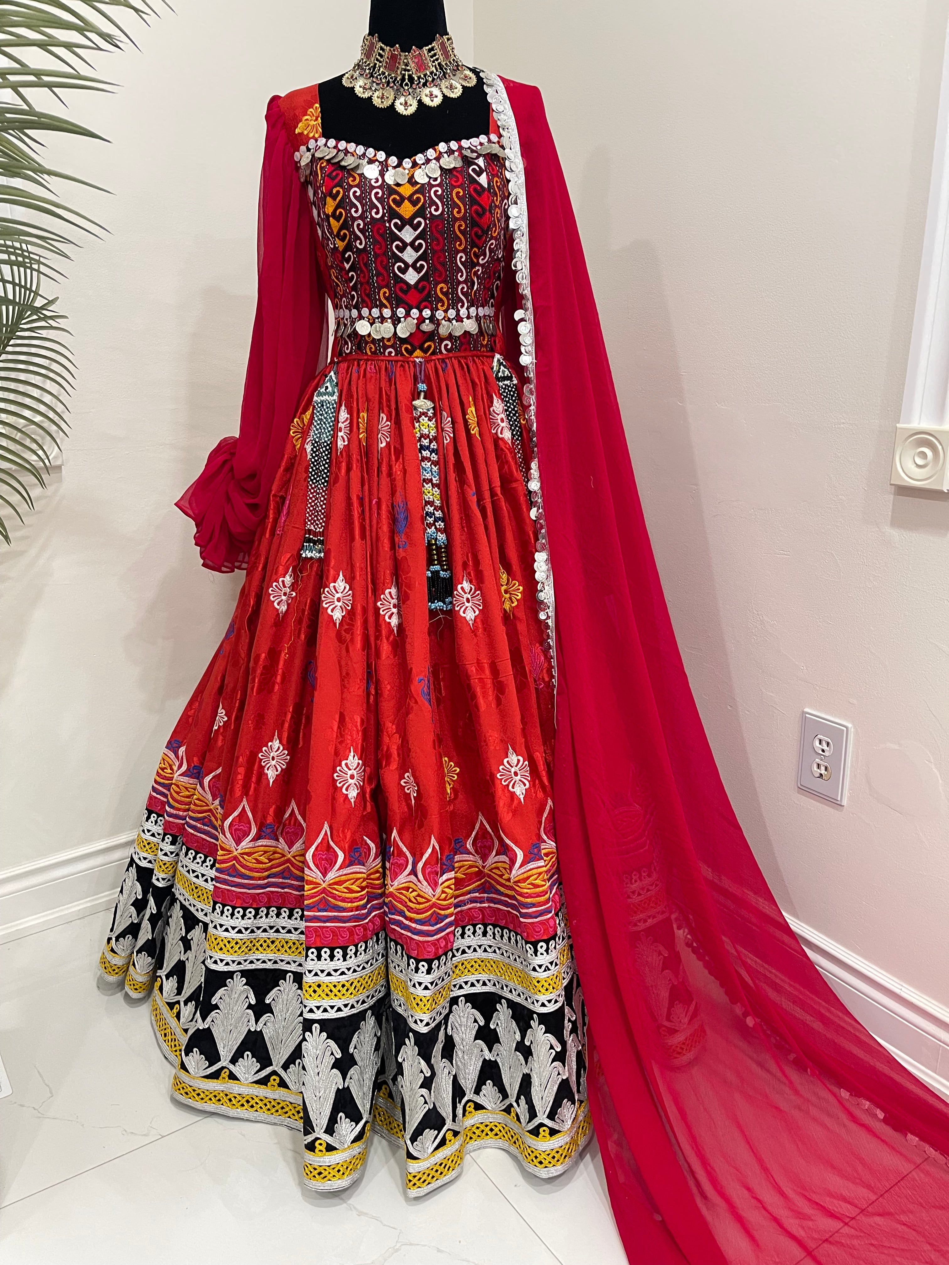 Nelofar Afghan Kuchi Dress - Red