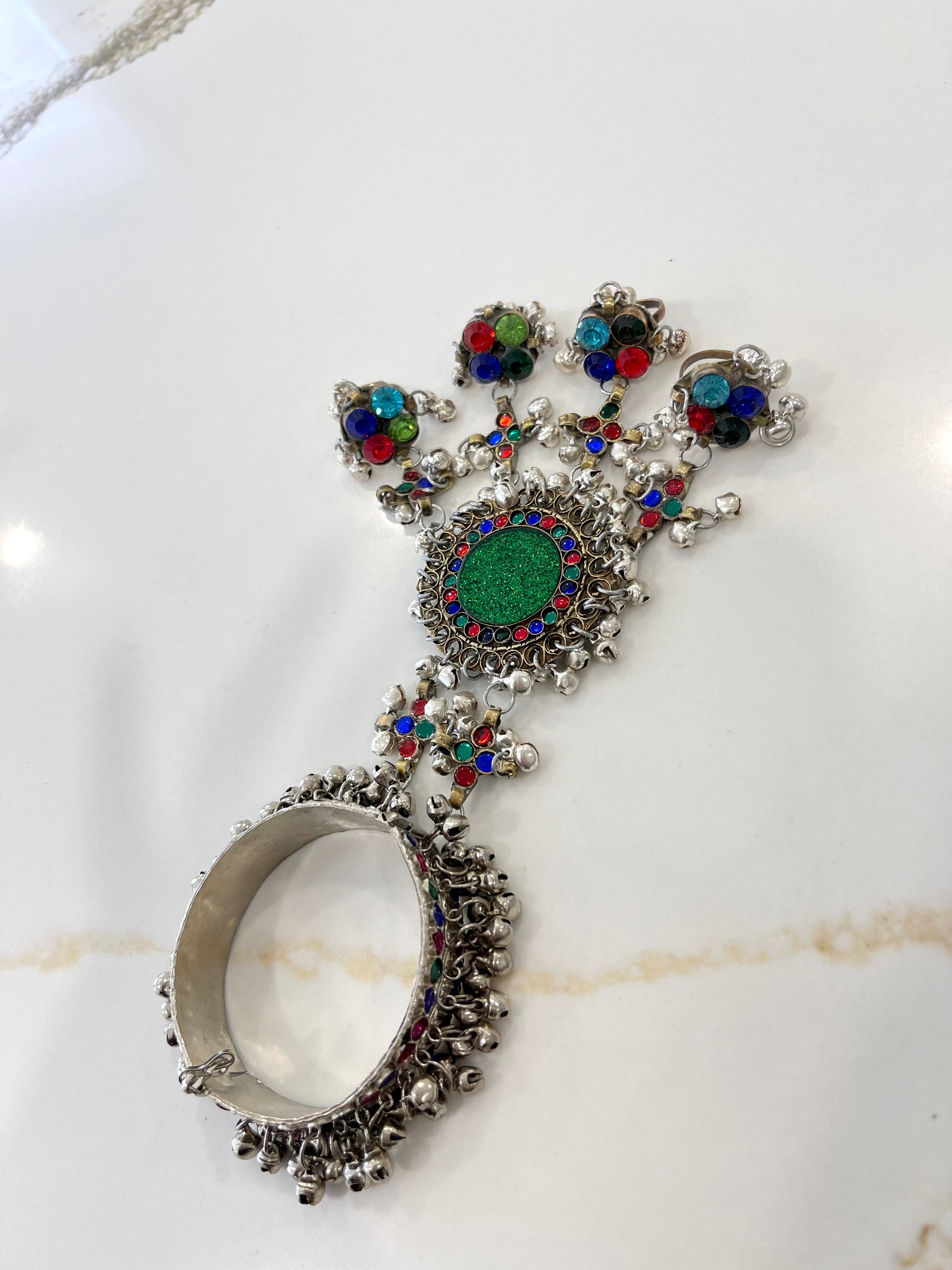 Afghan Handmade Bangle Cuff Bangles With multicolour finger Rings