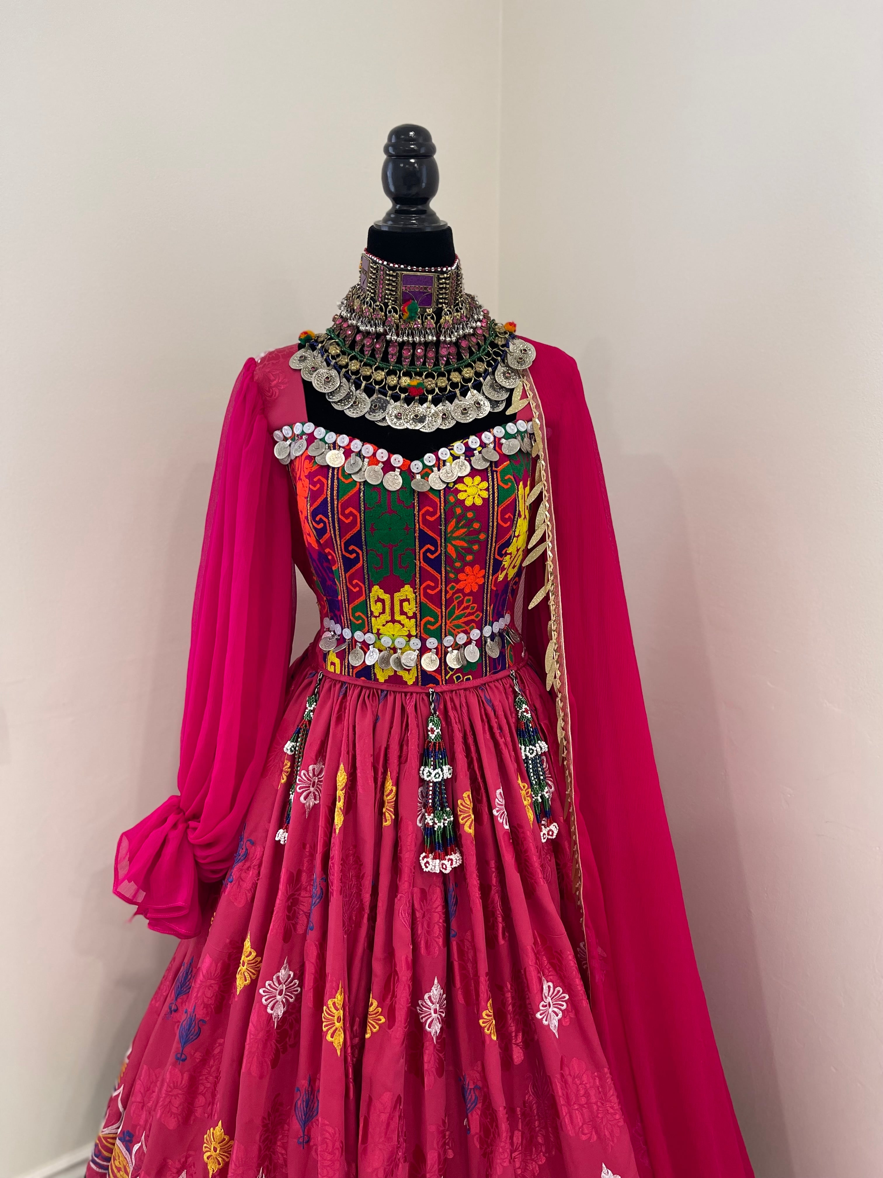 Nelofar Afghan Kuchi Dress- pink