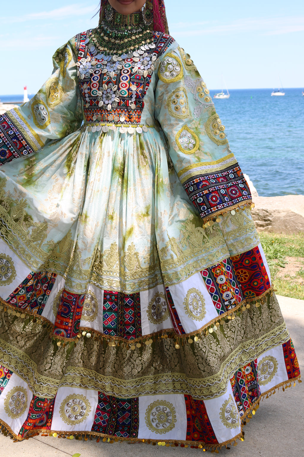 Afghan Kuchi Dress (olive green)