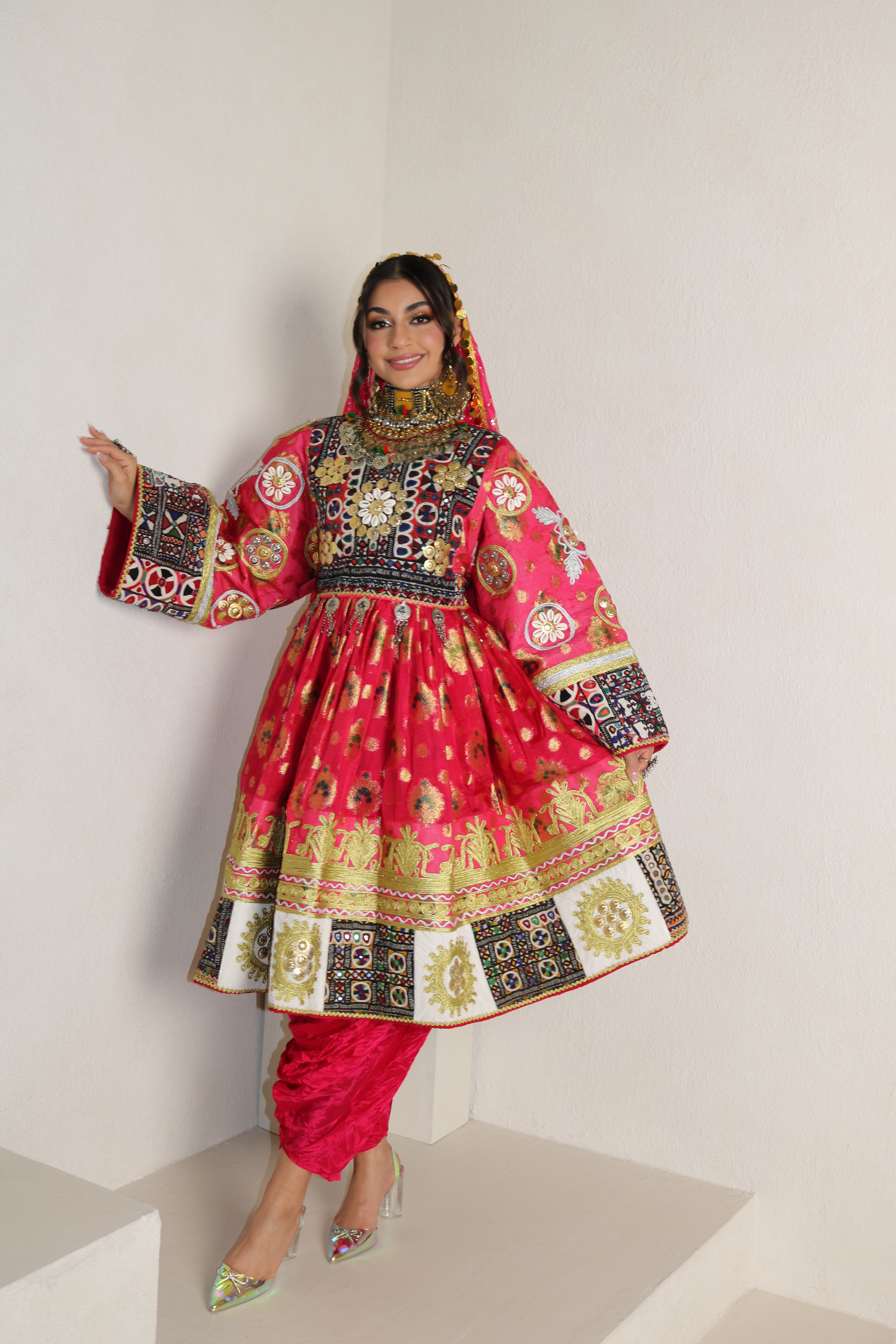 Fazila Afghan Kuchi Dress (pink)