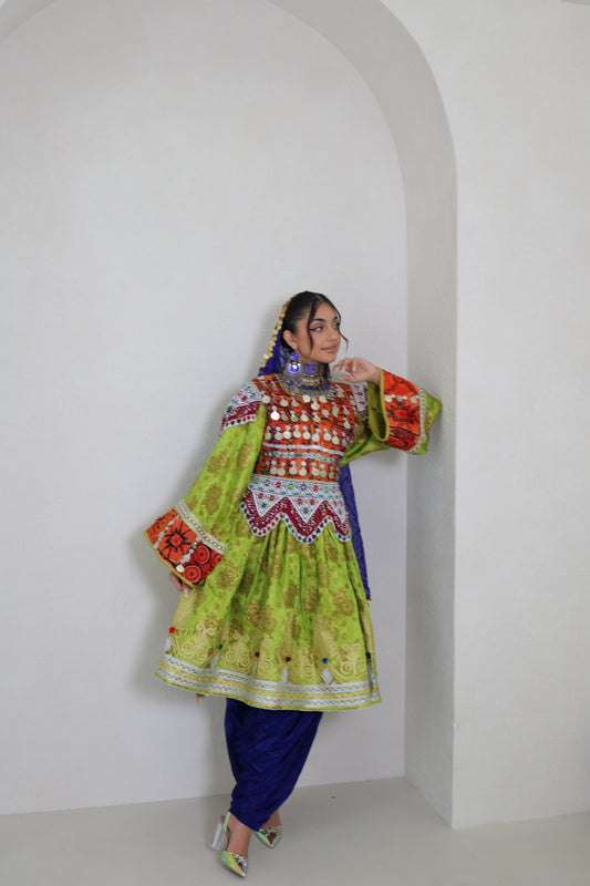 Farzana Afghan Kuchi Dress (mint green)