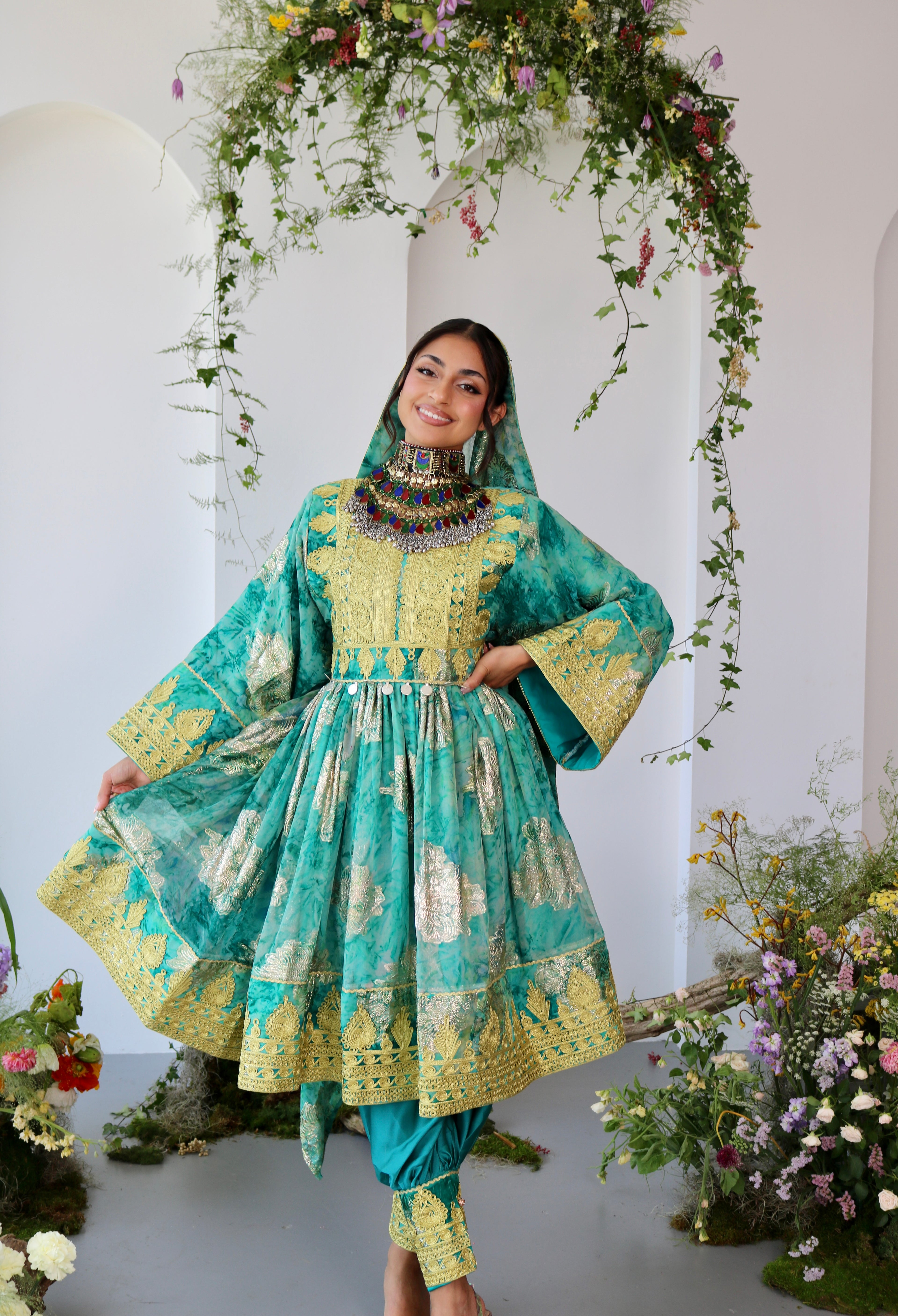 Farah Afghan Kuchi Dress (blue)