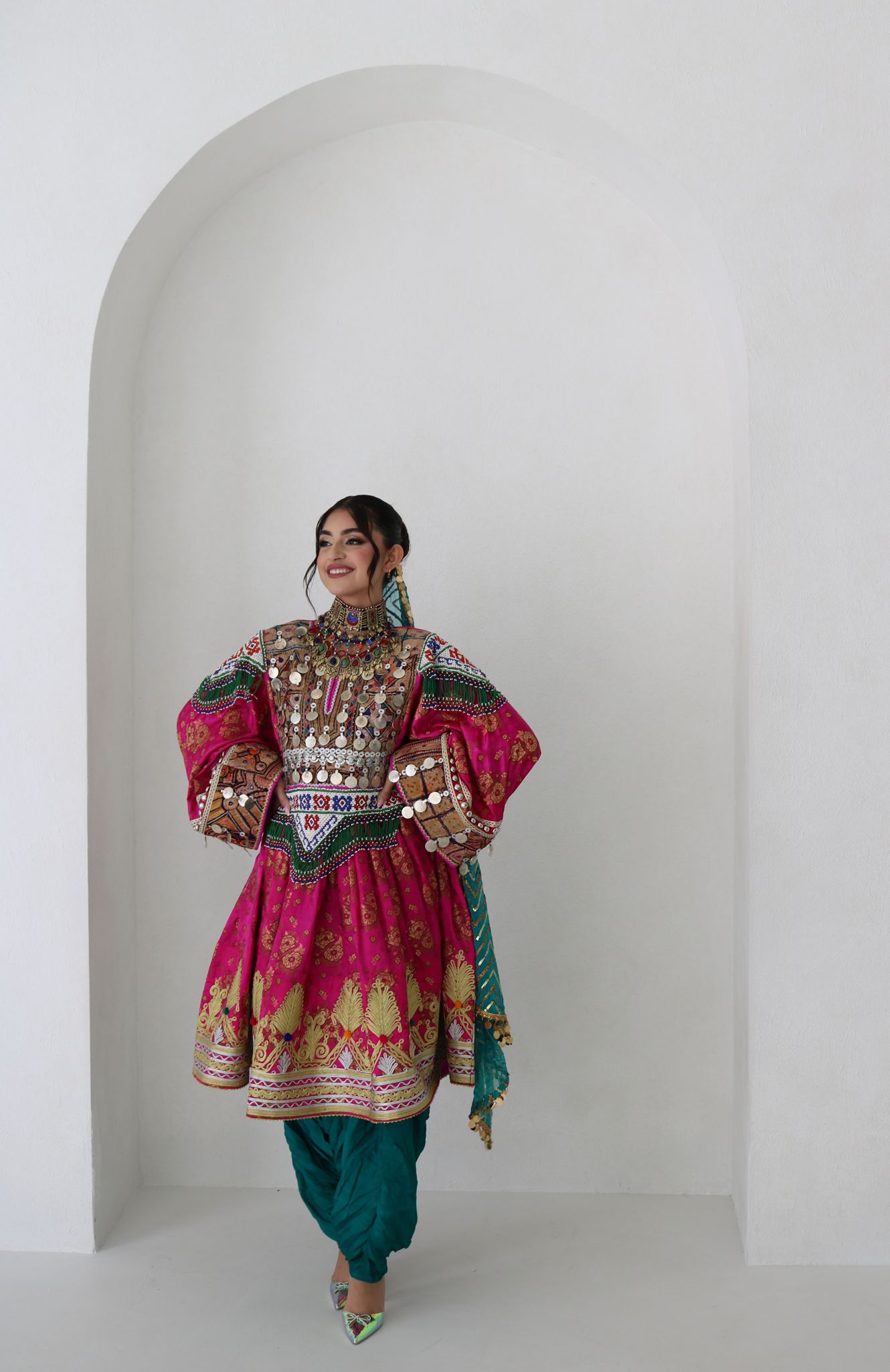 Farzana Afghan Kuchi Dress (pink)