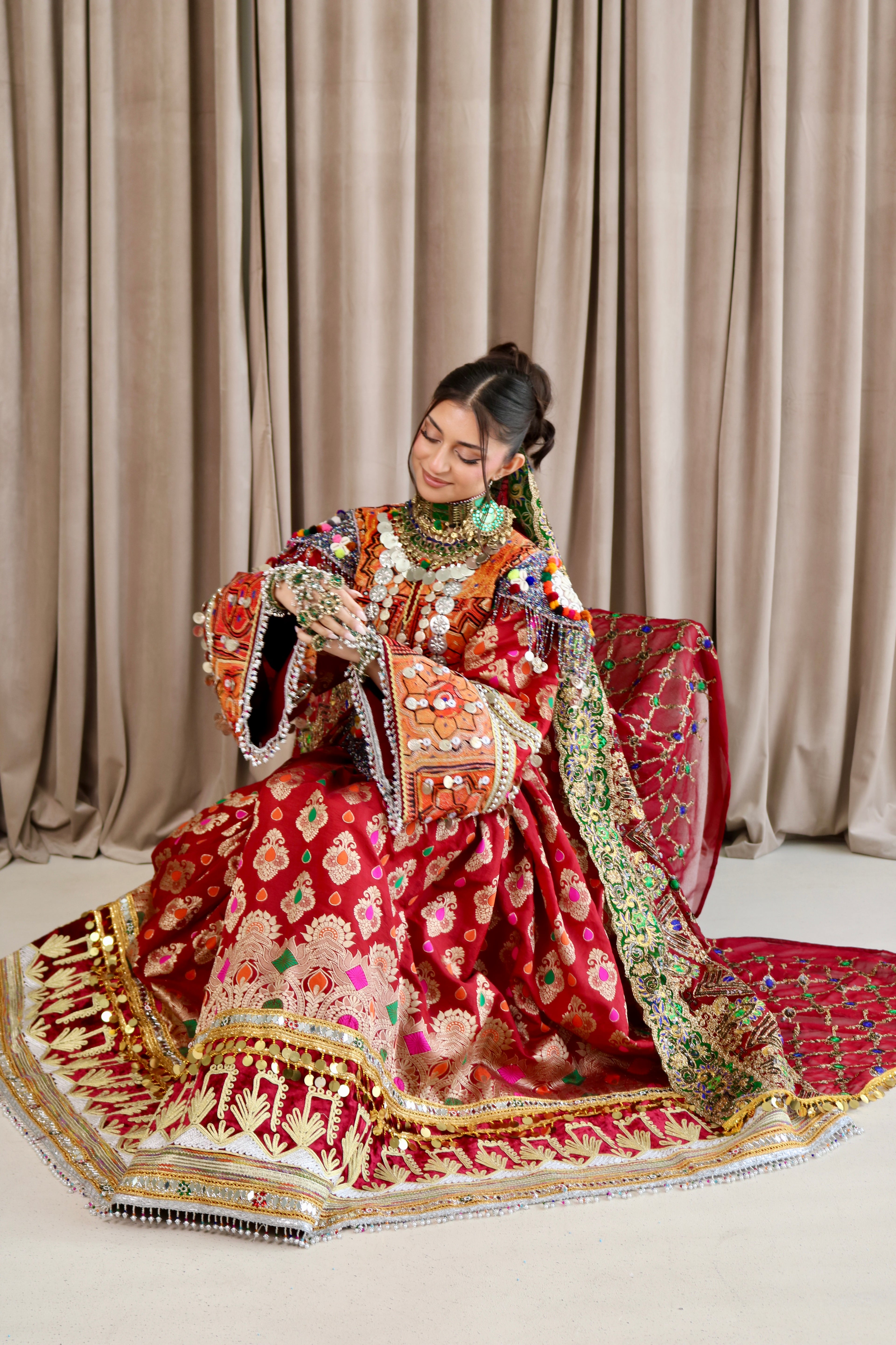 Mursal Afghan Kuchi Dress (maroon)