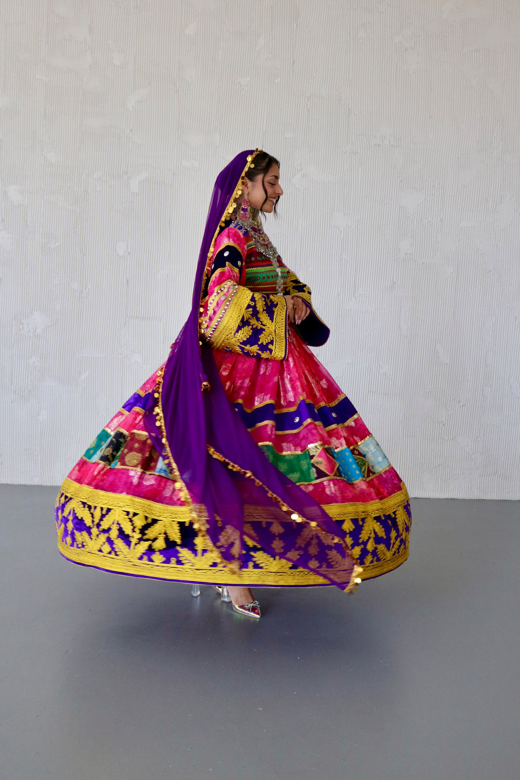 Layma Afghan Kuchi Dress(pink/purple)