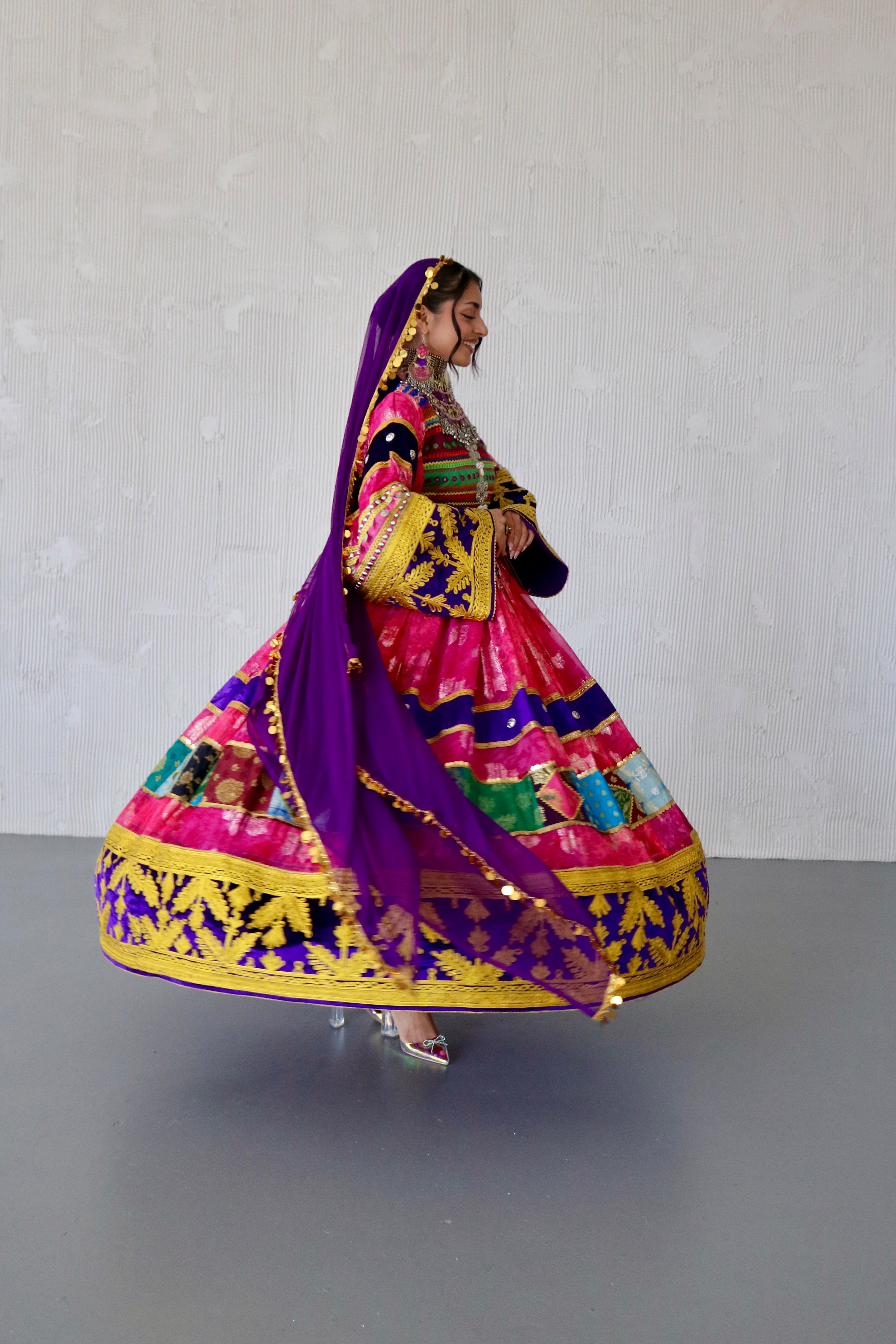 Layma Afghan Kuchi Dress(pink/purple)