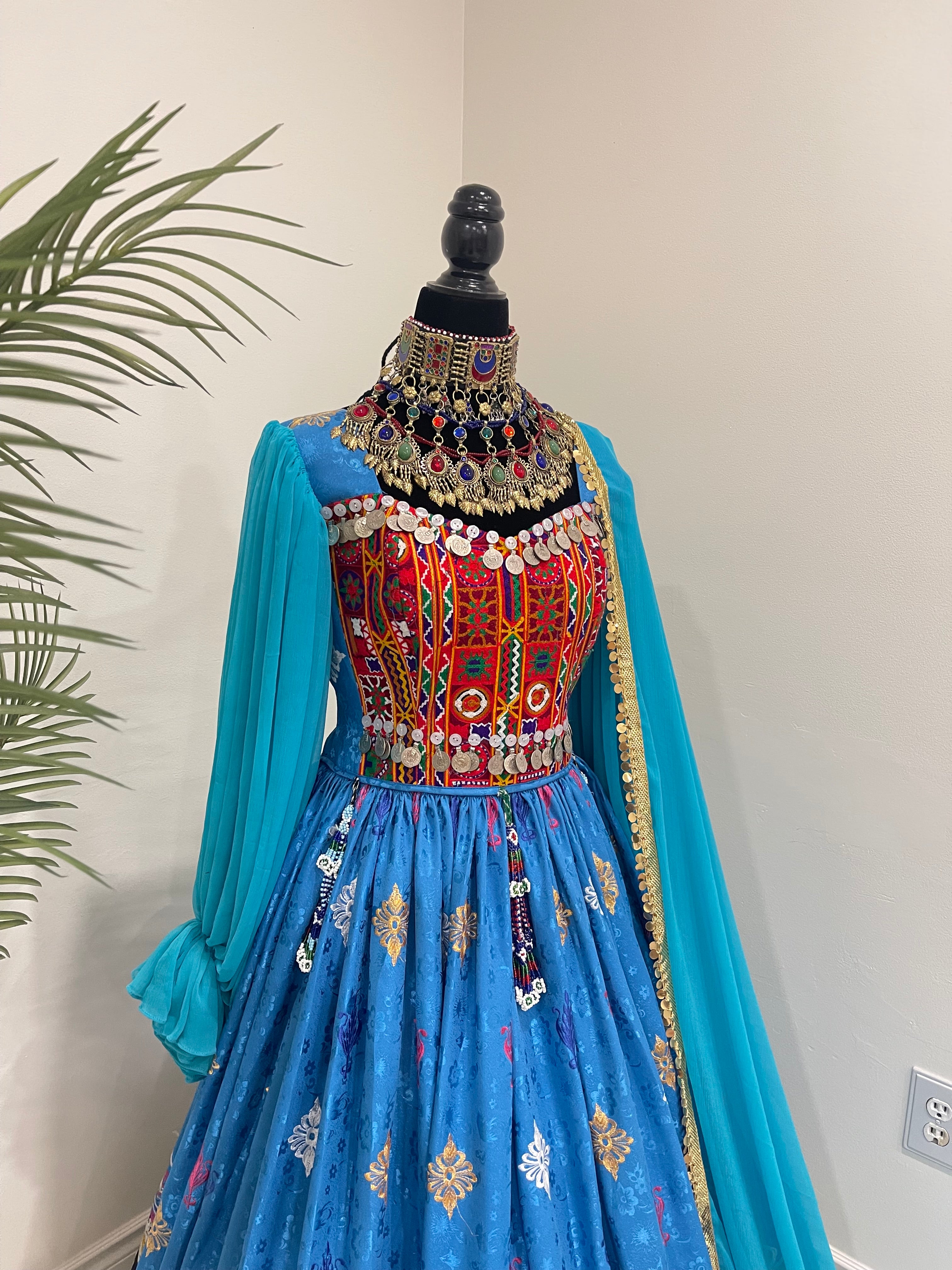 Nelofar Afghan Kuchi Dress - Blue
