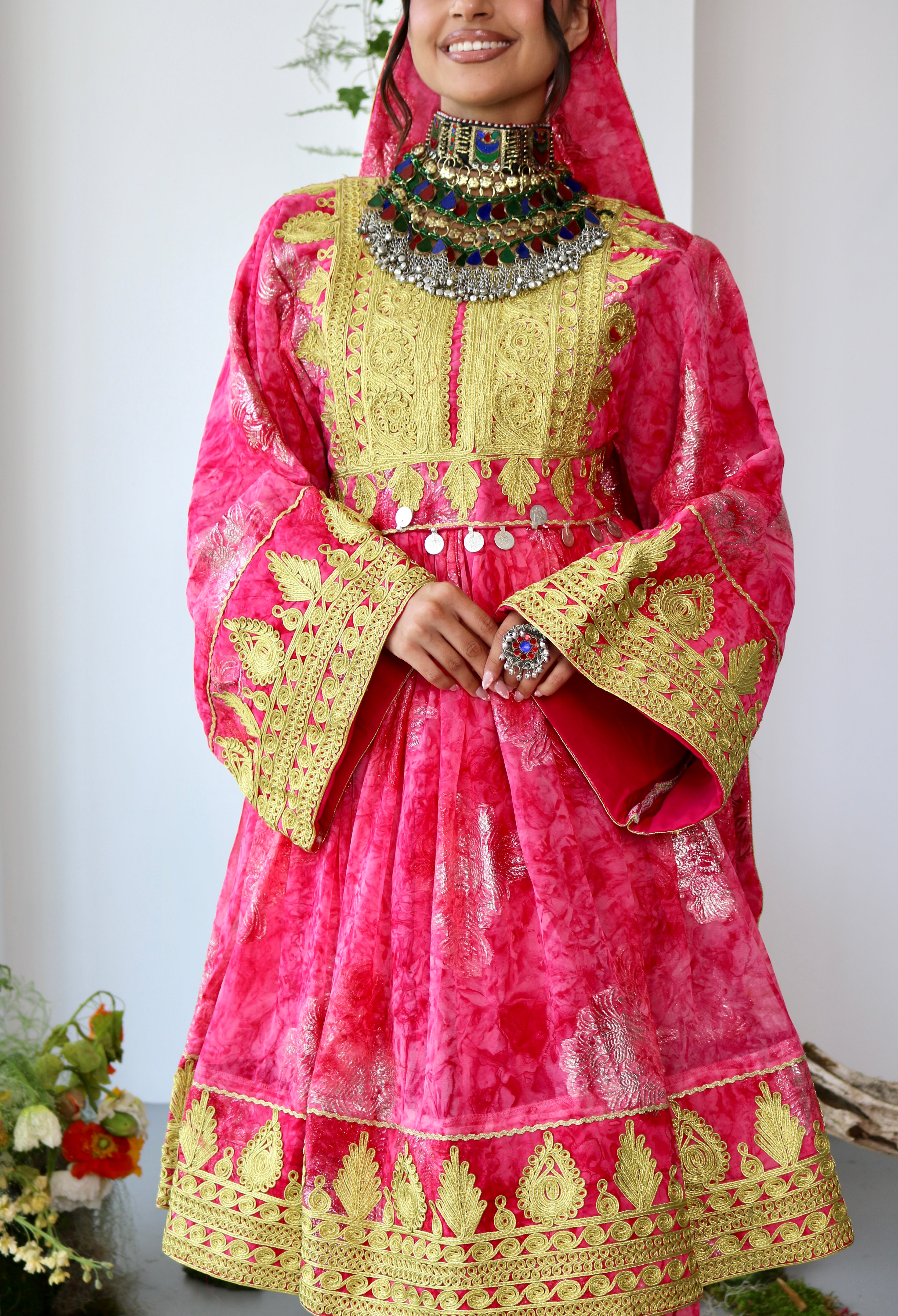 Farah Afghan Kuchi Dress (pink)