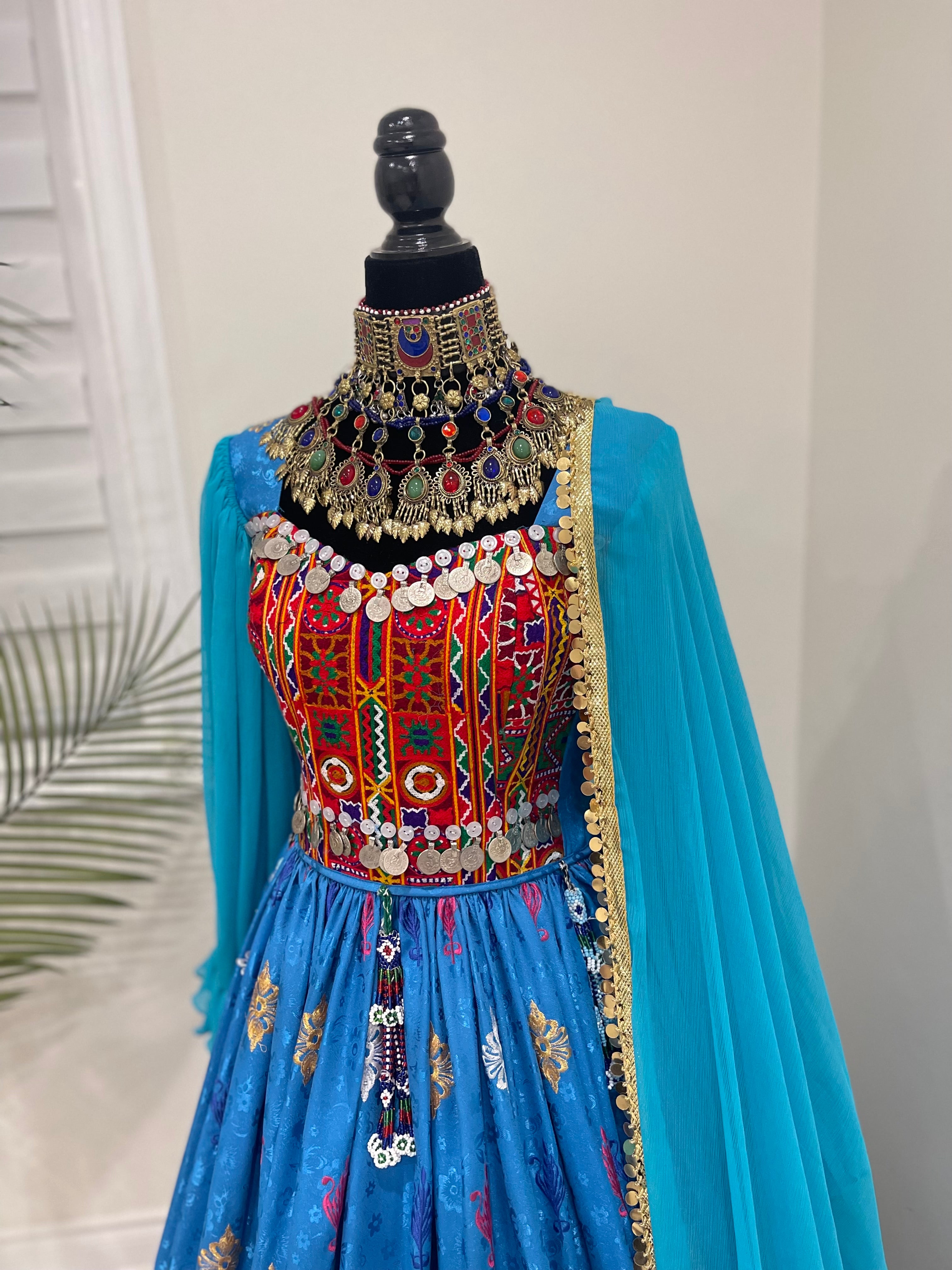 Nelofar Afghan Kuchi Dress - Blue