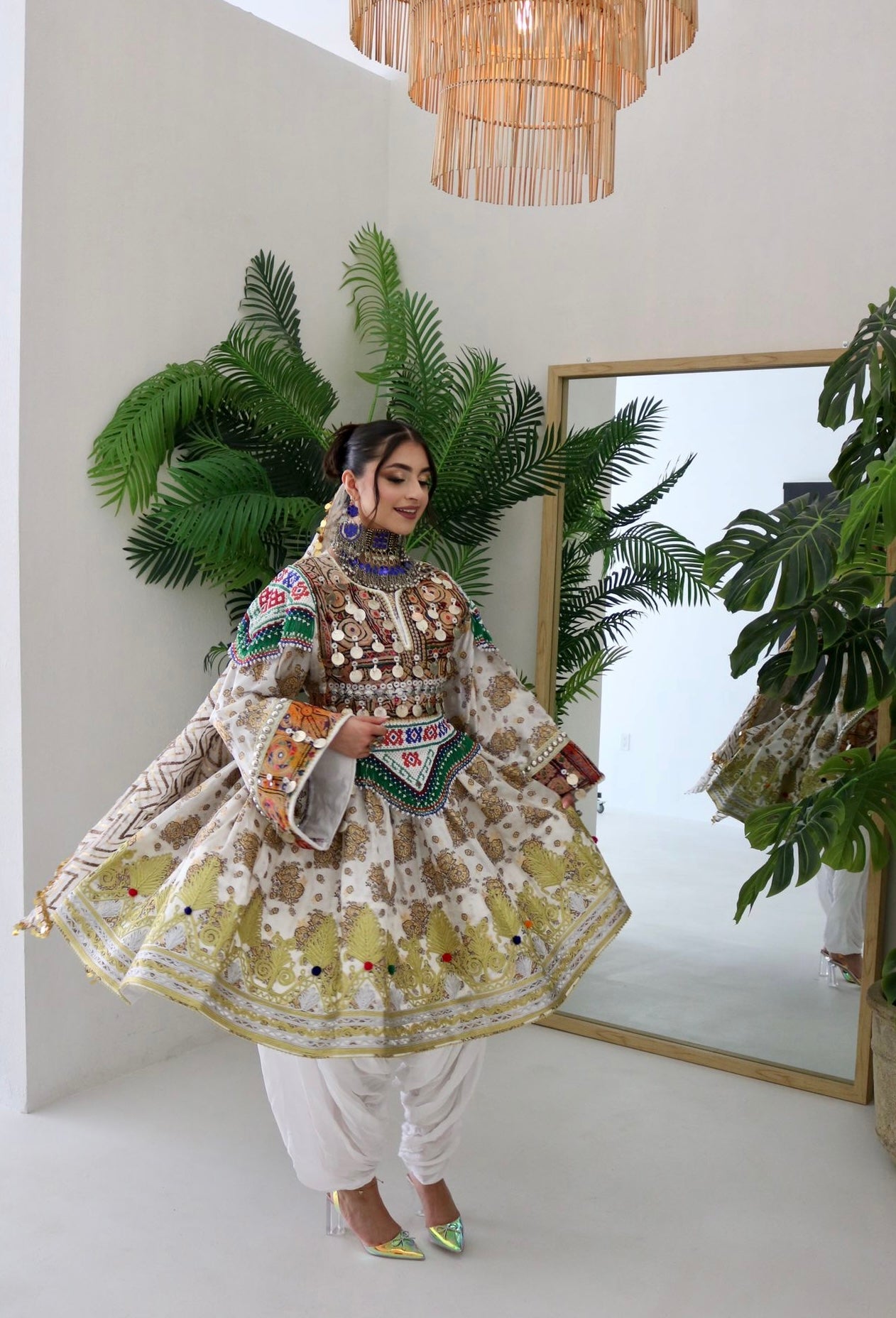 Farzana Afghan Kuchi Dress (white)