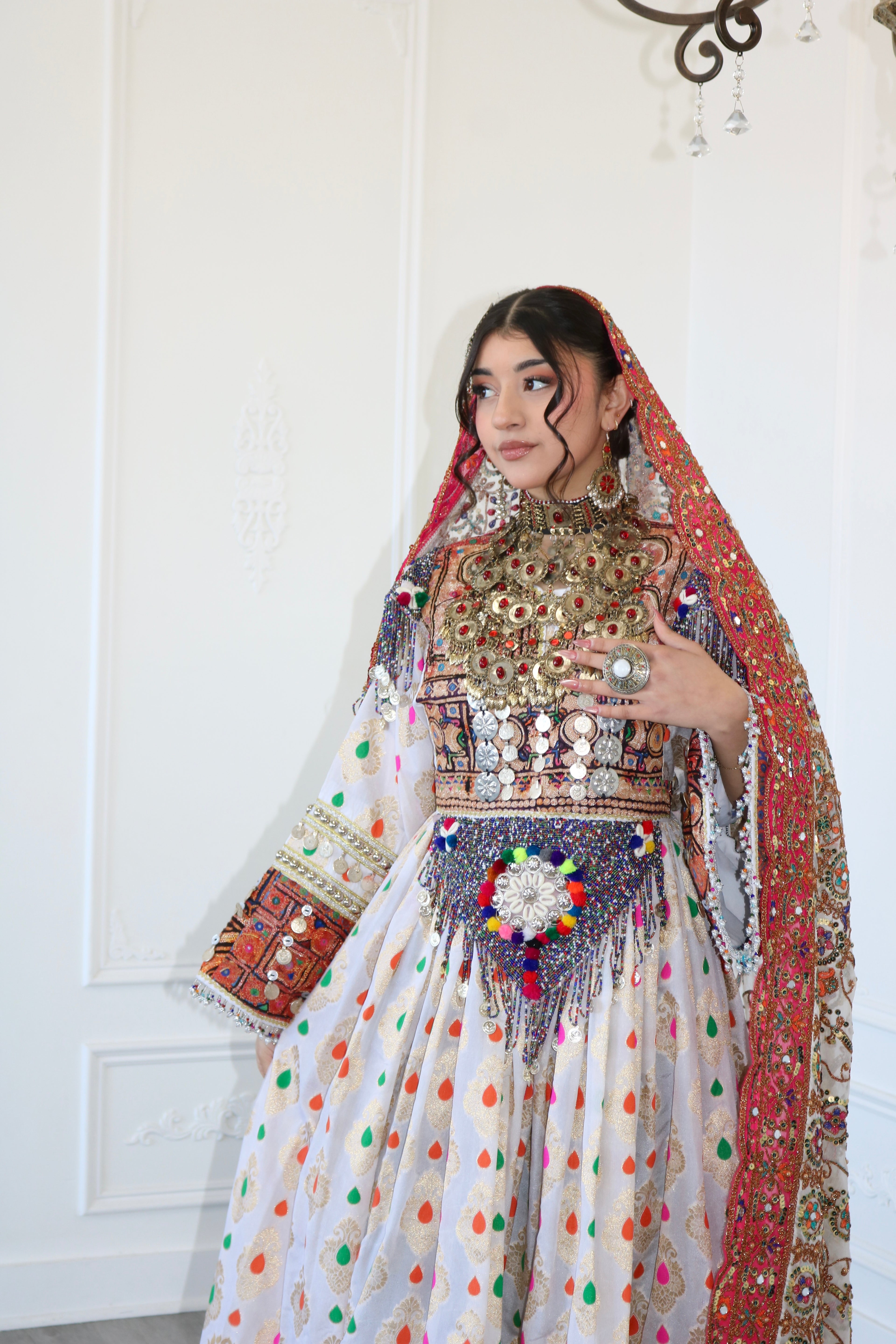 Mursal Afghan Kuchi Dress (white)