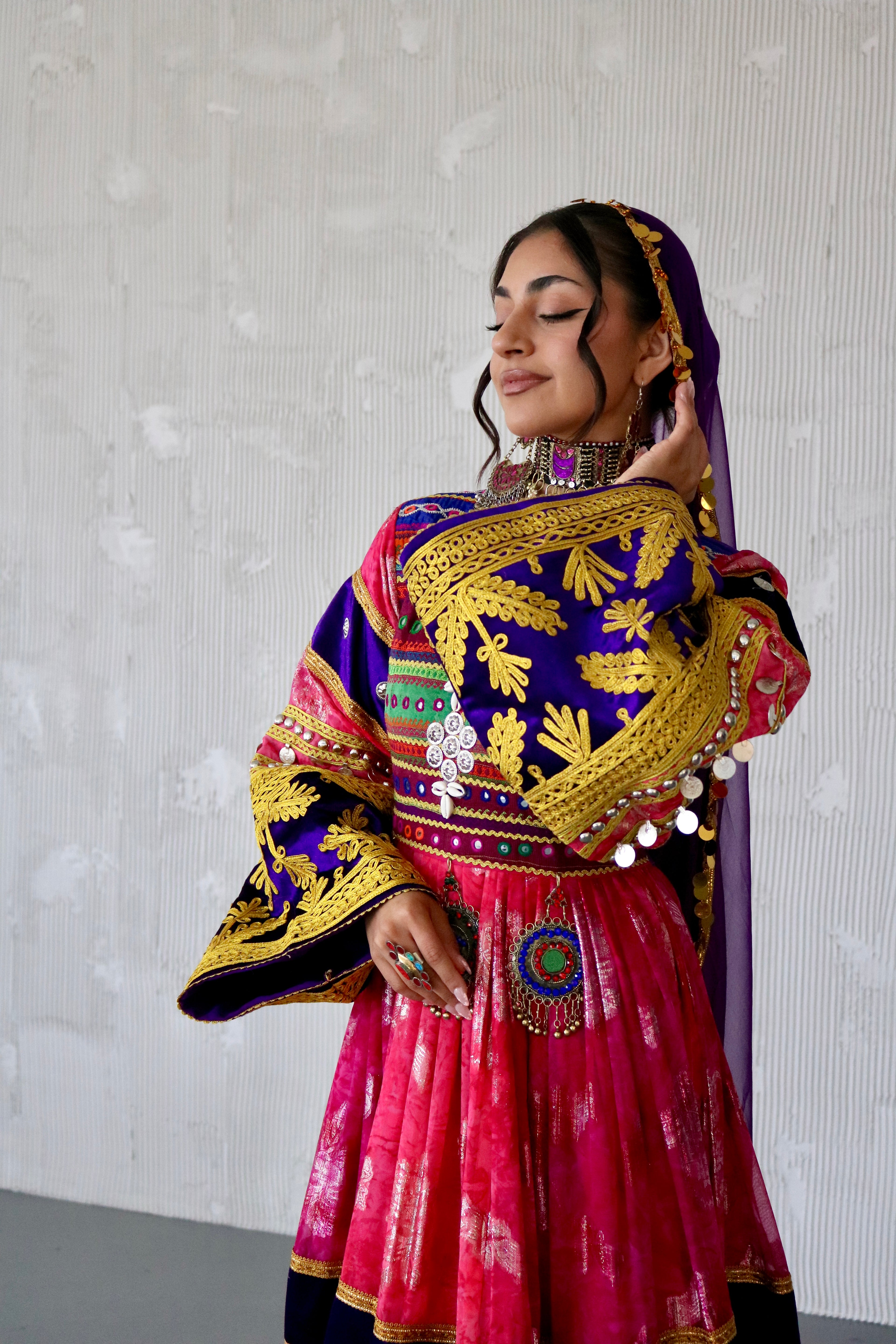 Layma Afghan Kuchi Dress(pink/purple)