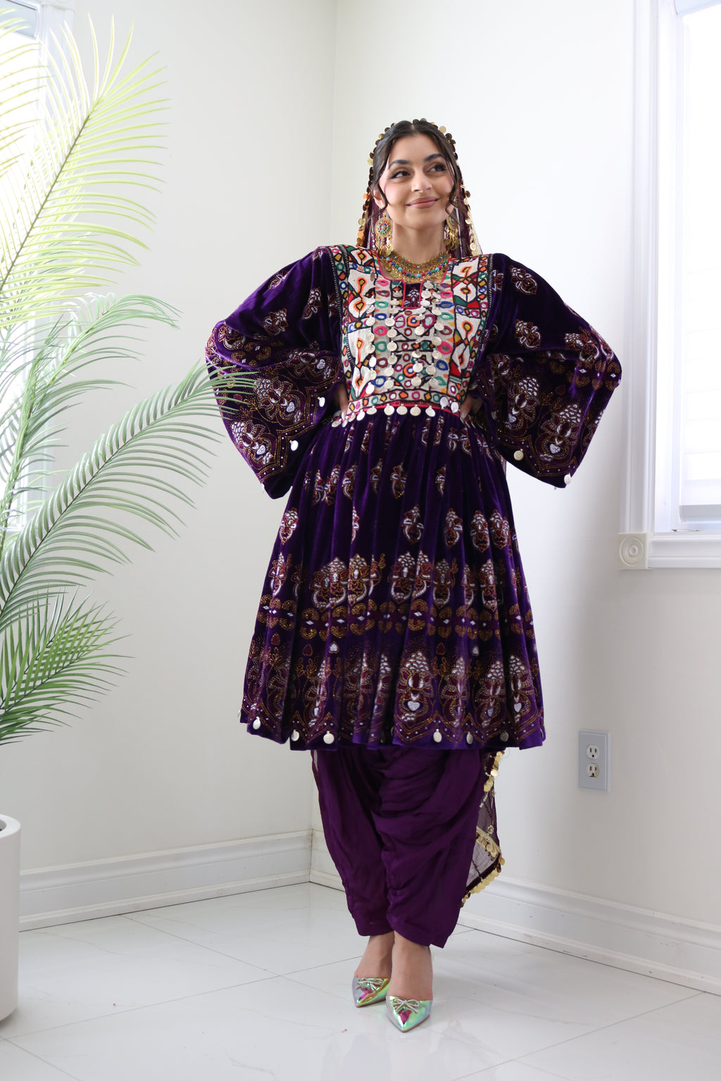 Wahida Afghan Kuchi Dress (purple)