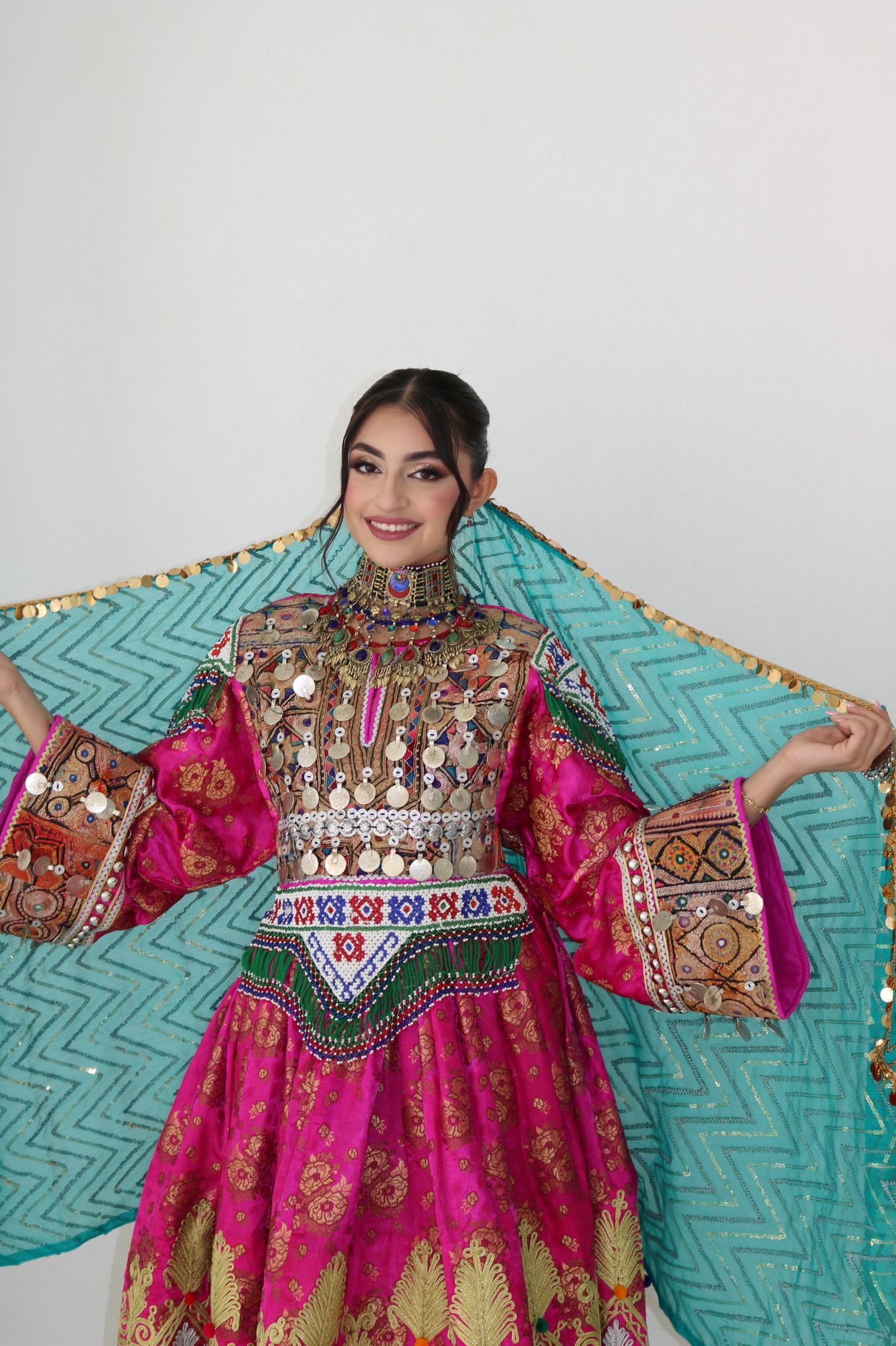 Farzana Afghan Kuchi Dress (pink)
