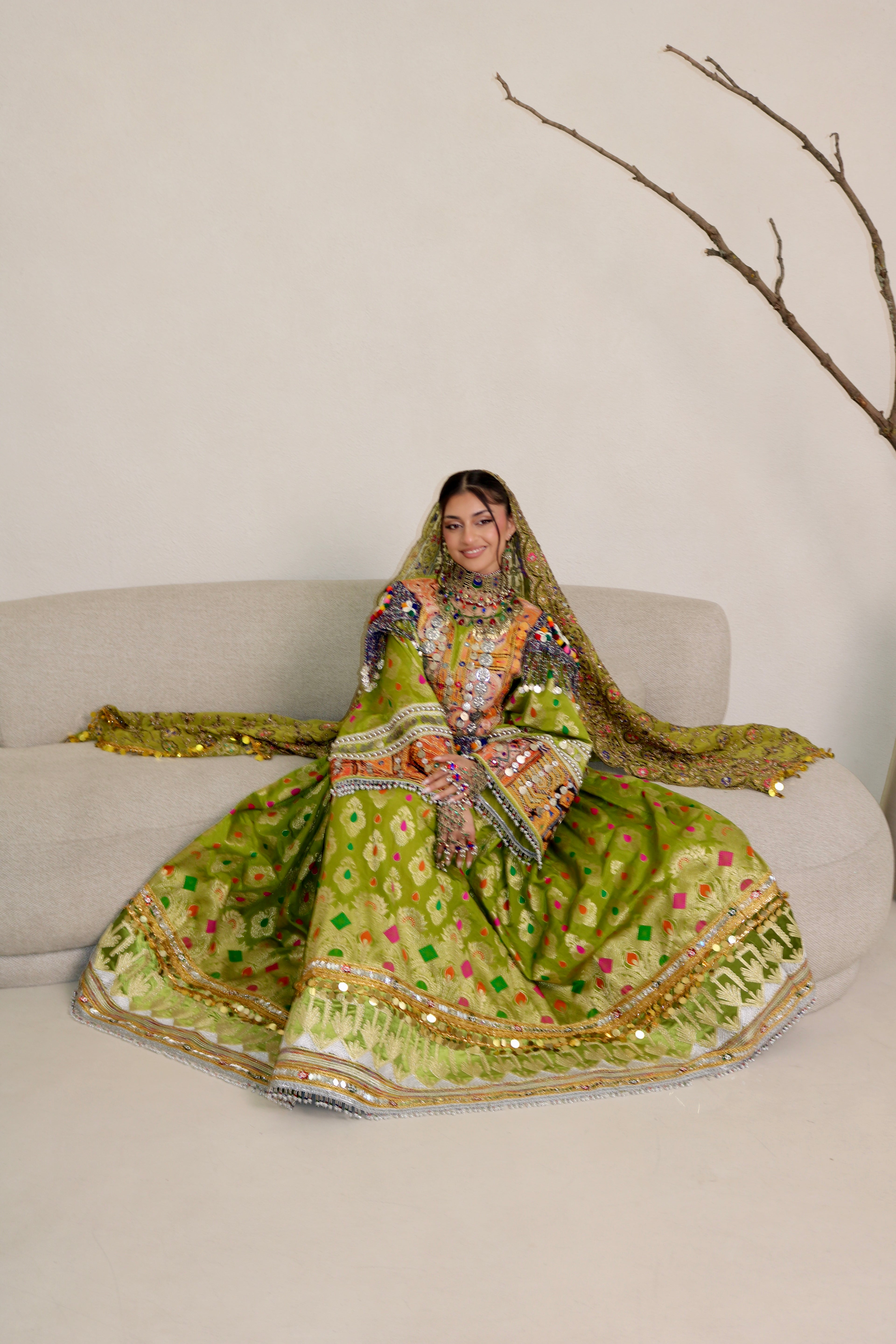 Mursal Afghan Kuchi Dress ( light green)