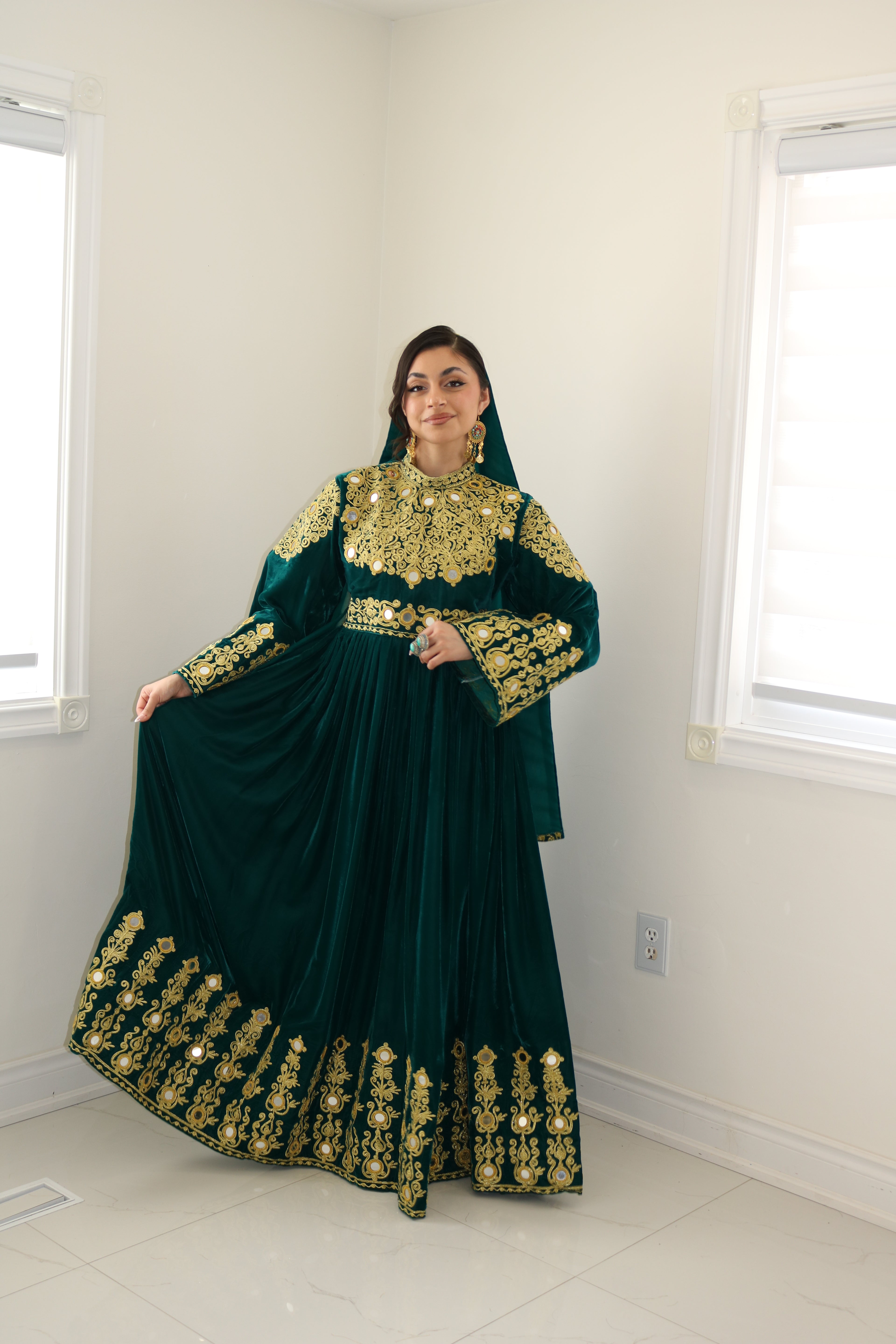 Sahar Afghan Kuchi Dress (sea green)