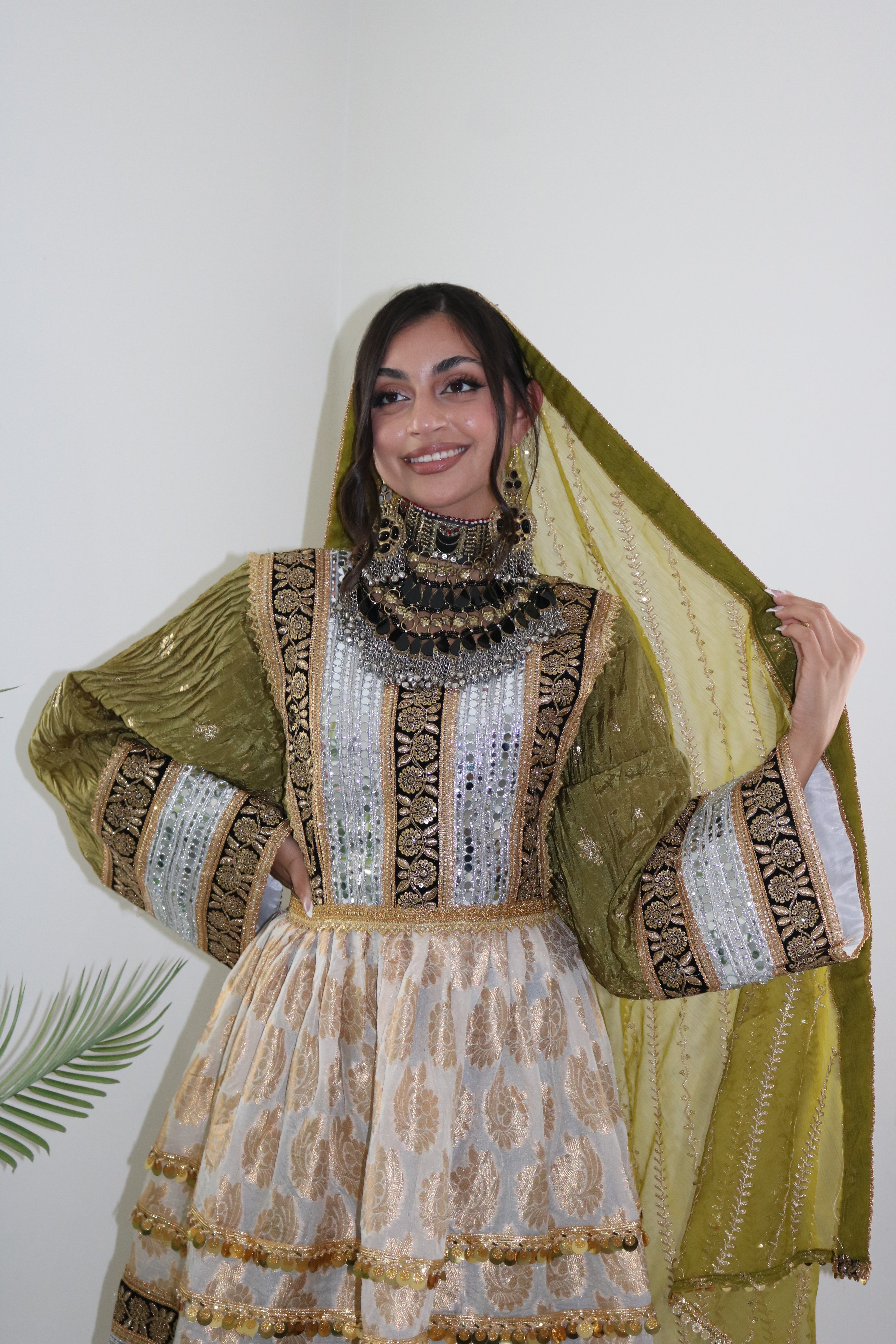 Afghan Kuchi Dress (olive green)