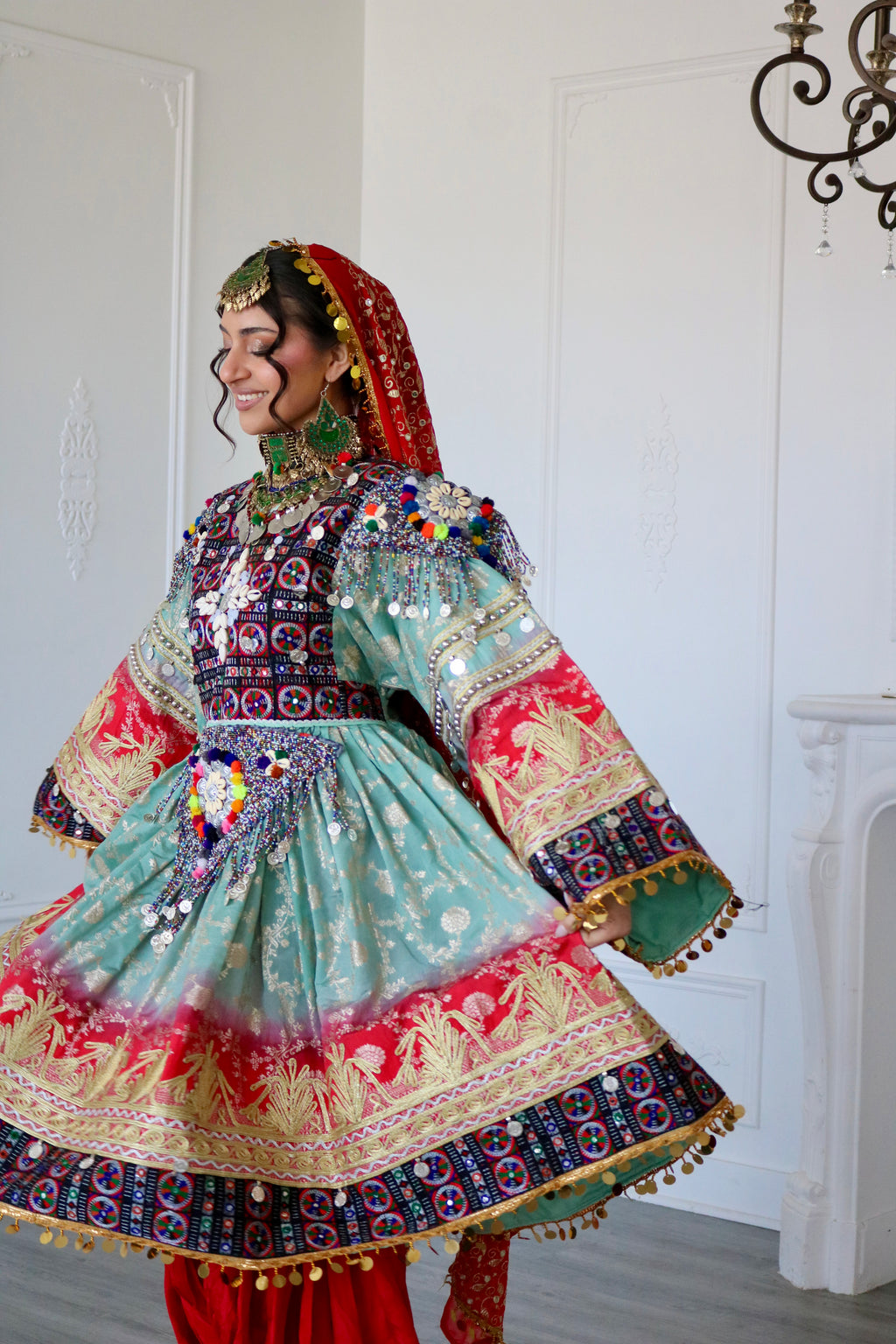 Afghan Kuchi Dress (blue/red)