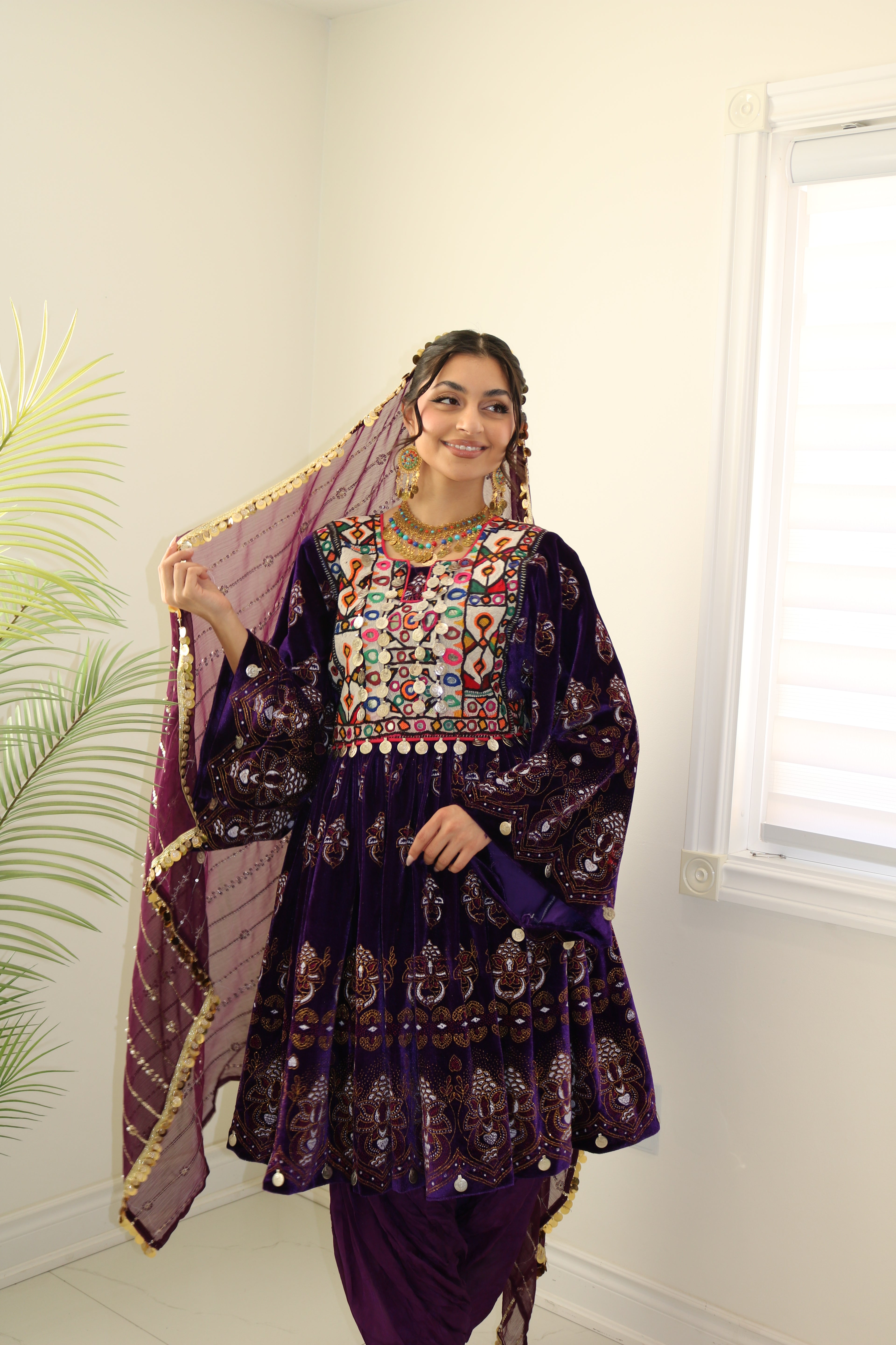 Wahida Afghan Kuchi Dress (purple)