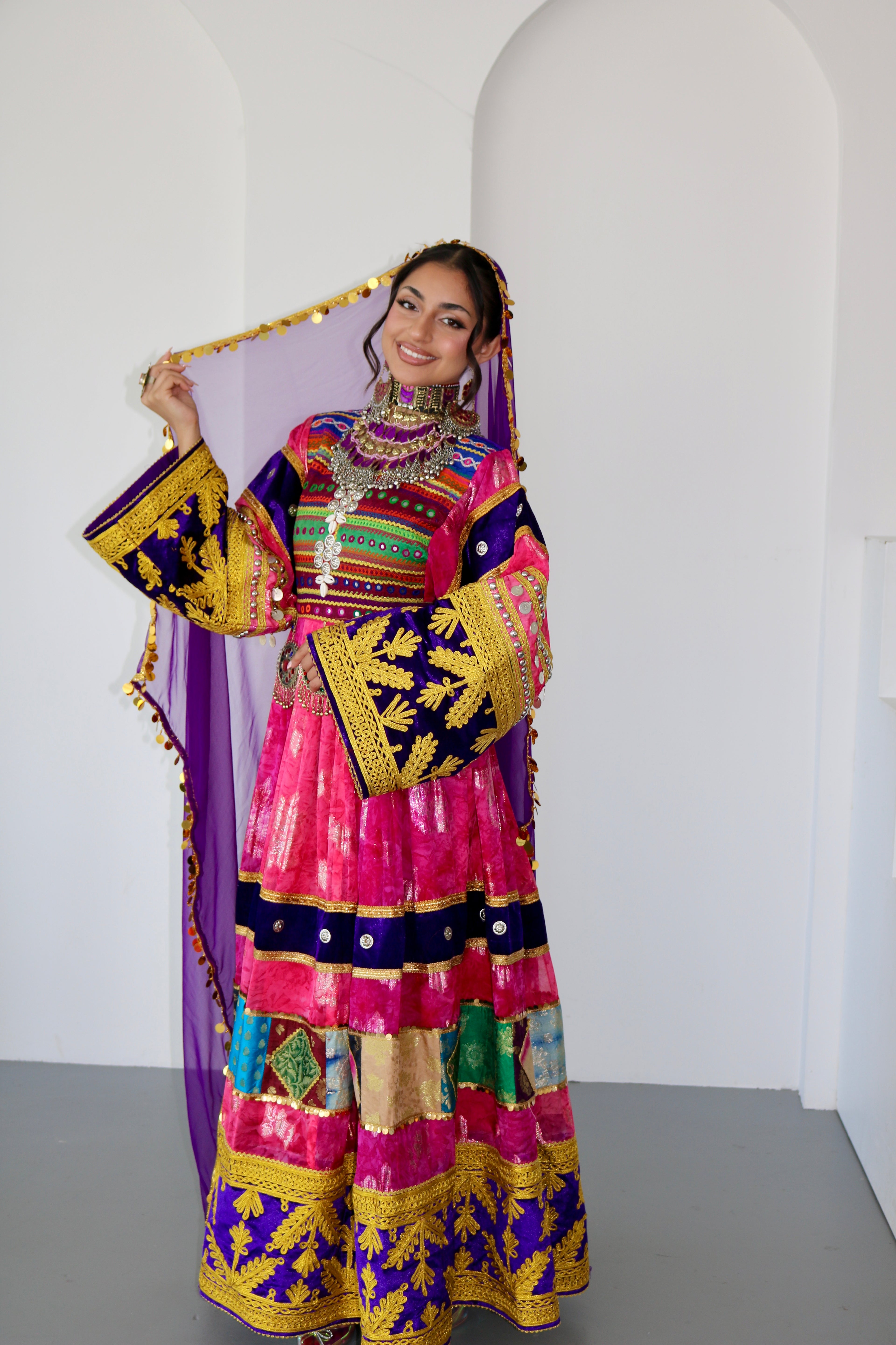 Layma Afghan Kuchi Dress(pink/purple)