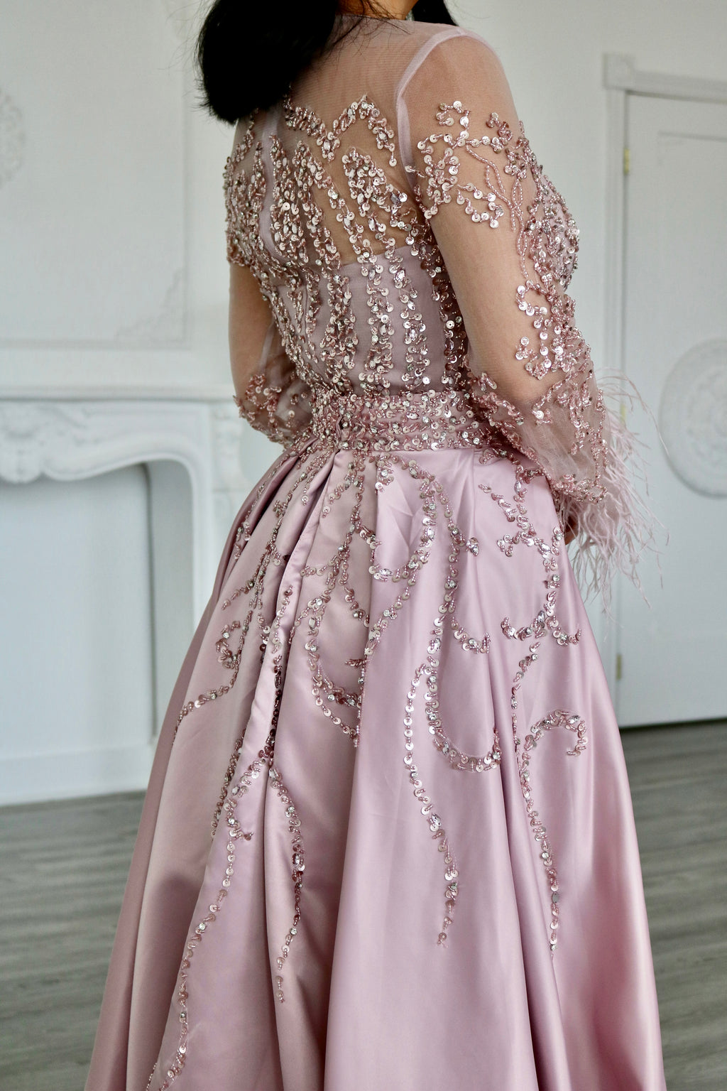 High Neck Beaded Evening Dress
