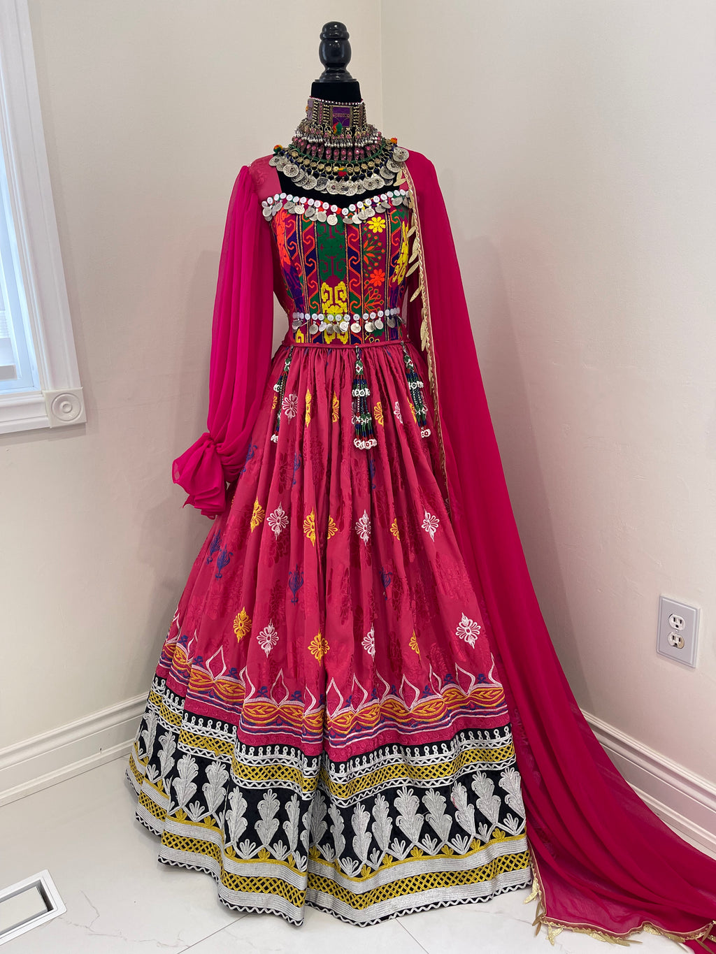 Nelofar Afghan Kuchi Dress- pink