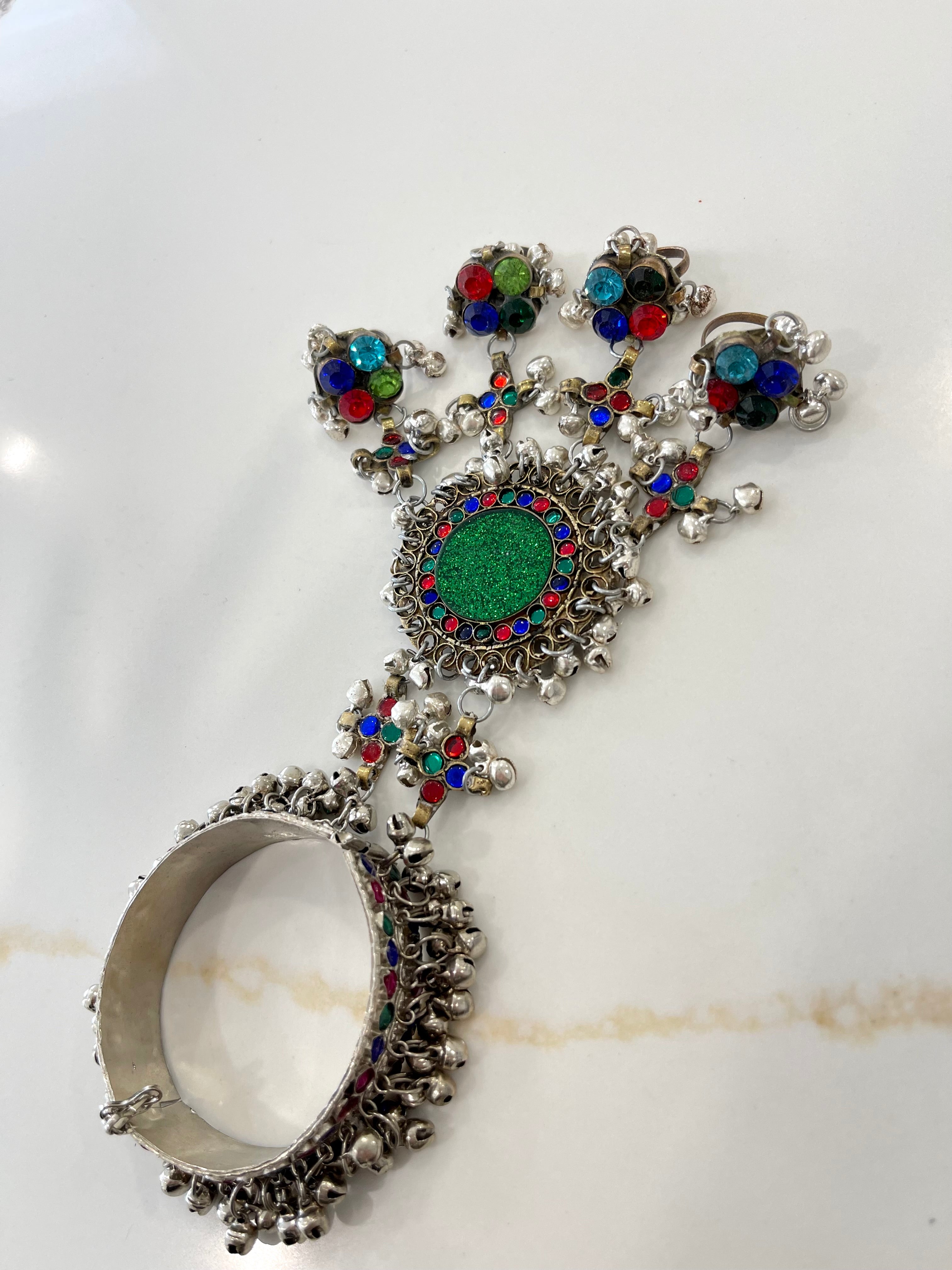 Afghan Handmade Bangle Cuff Bangles With multicolour finger Rings