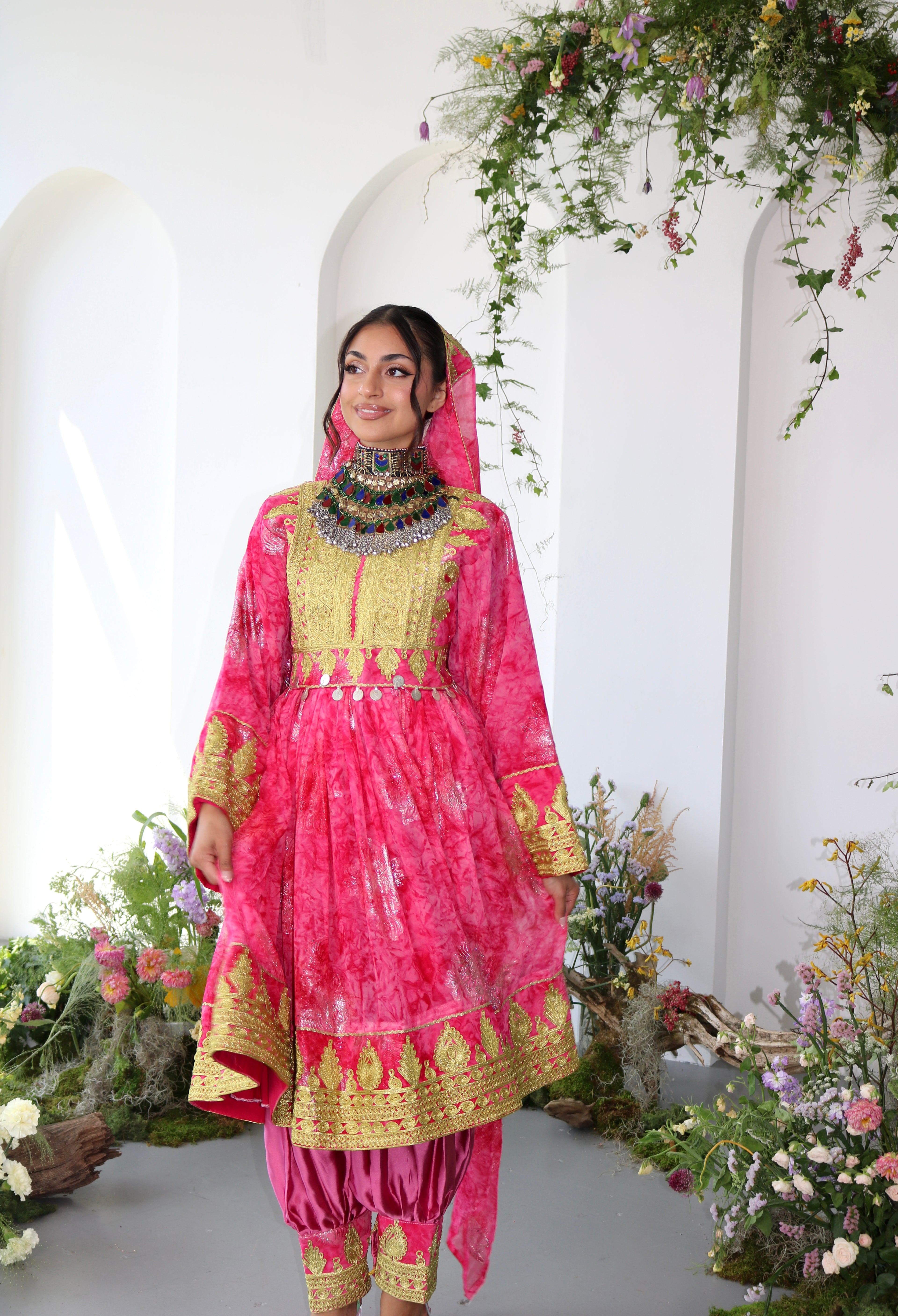 Farah Afghan Kuchi Dress (pink)