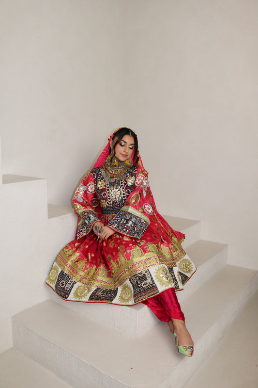 Fazila Afghan Kuchi Dress (pink)