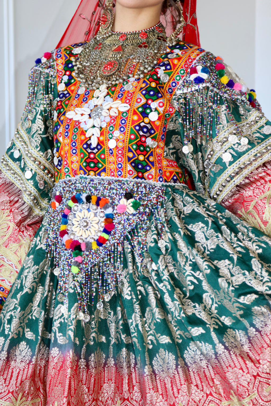 Afghan Kuchi Dress (red/green)