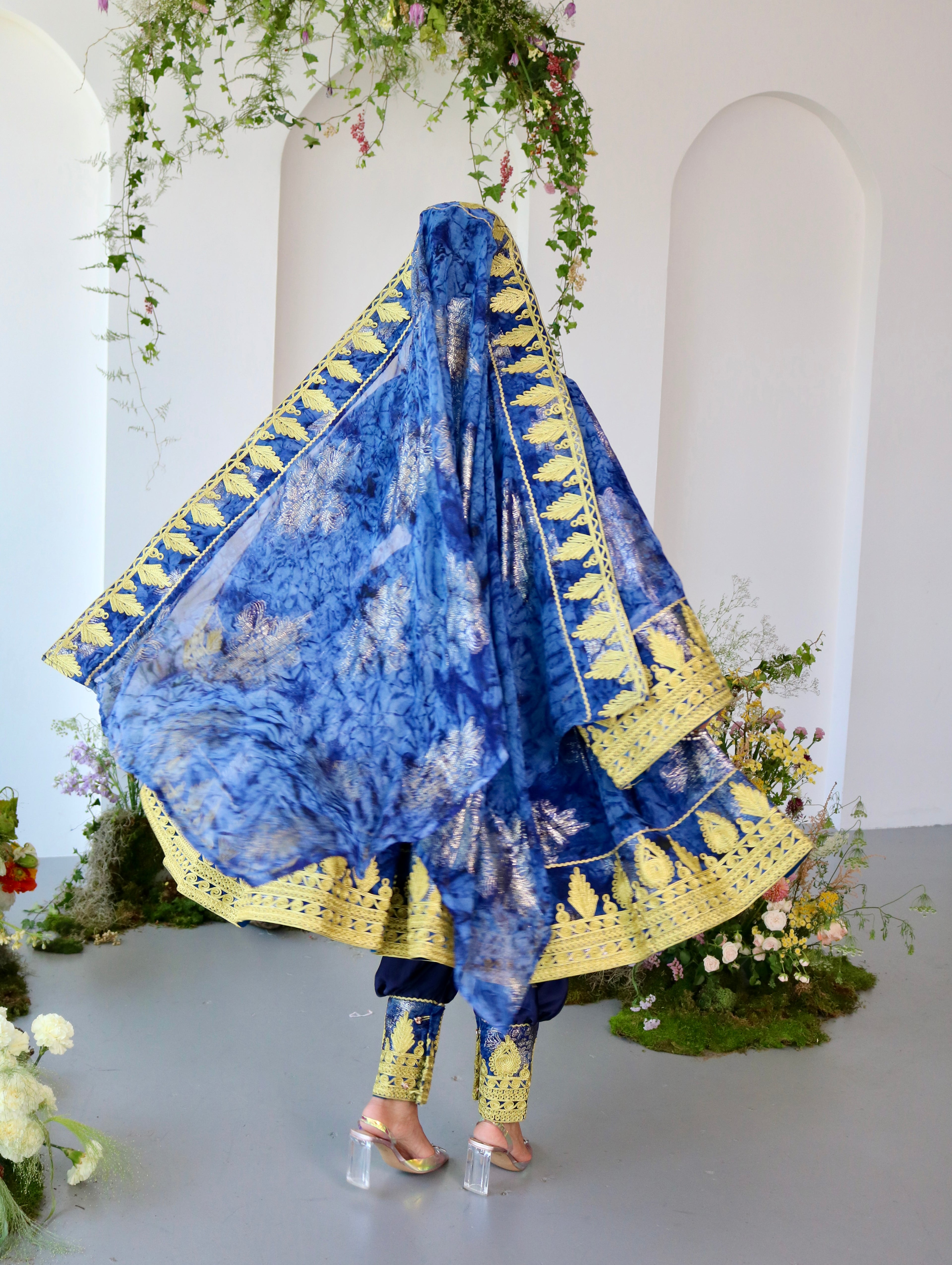 Farah Afghan Kuchi Dress (navy blue)