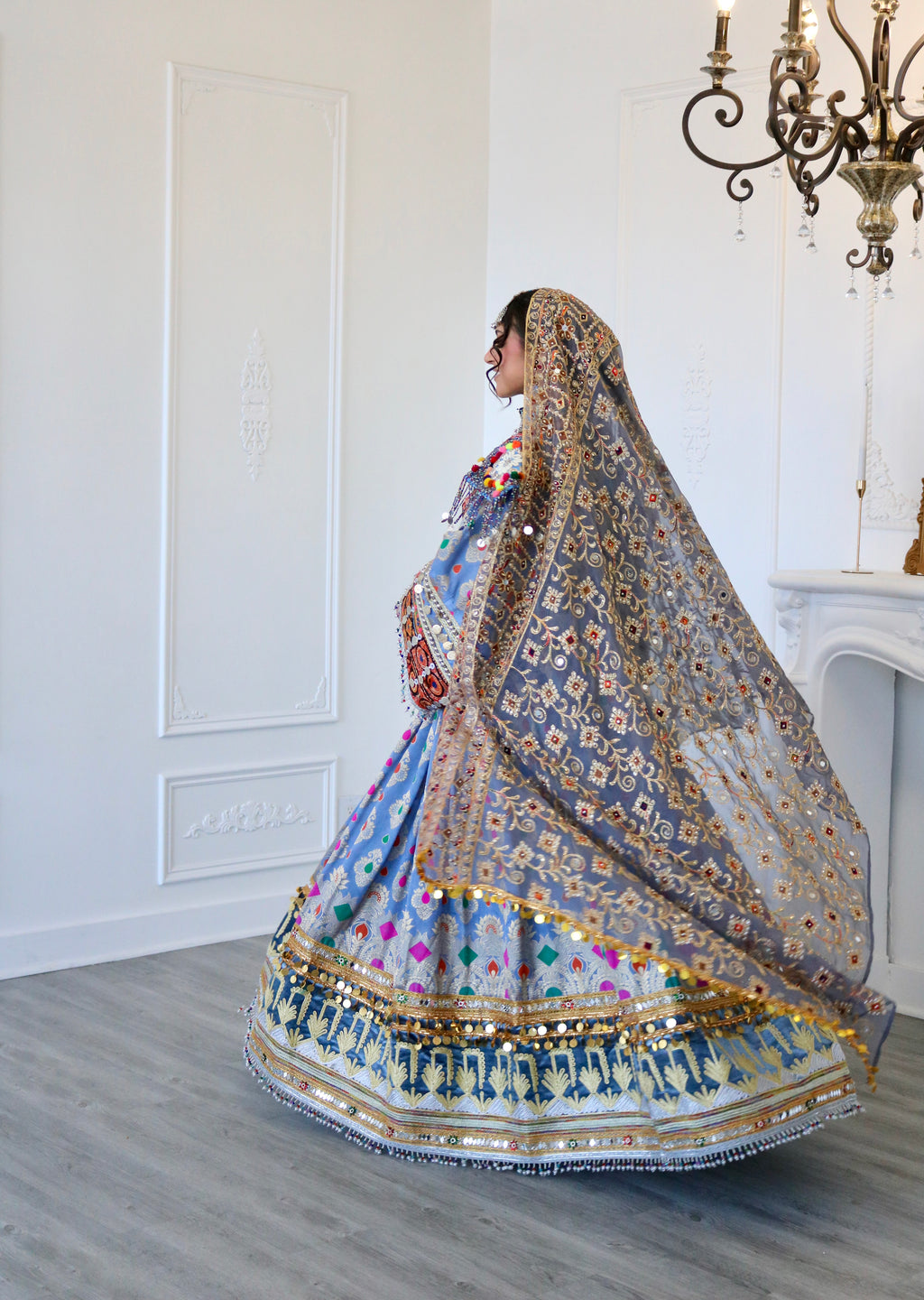 Mursal Afghan Kuchi Dress (blue/gray)