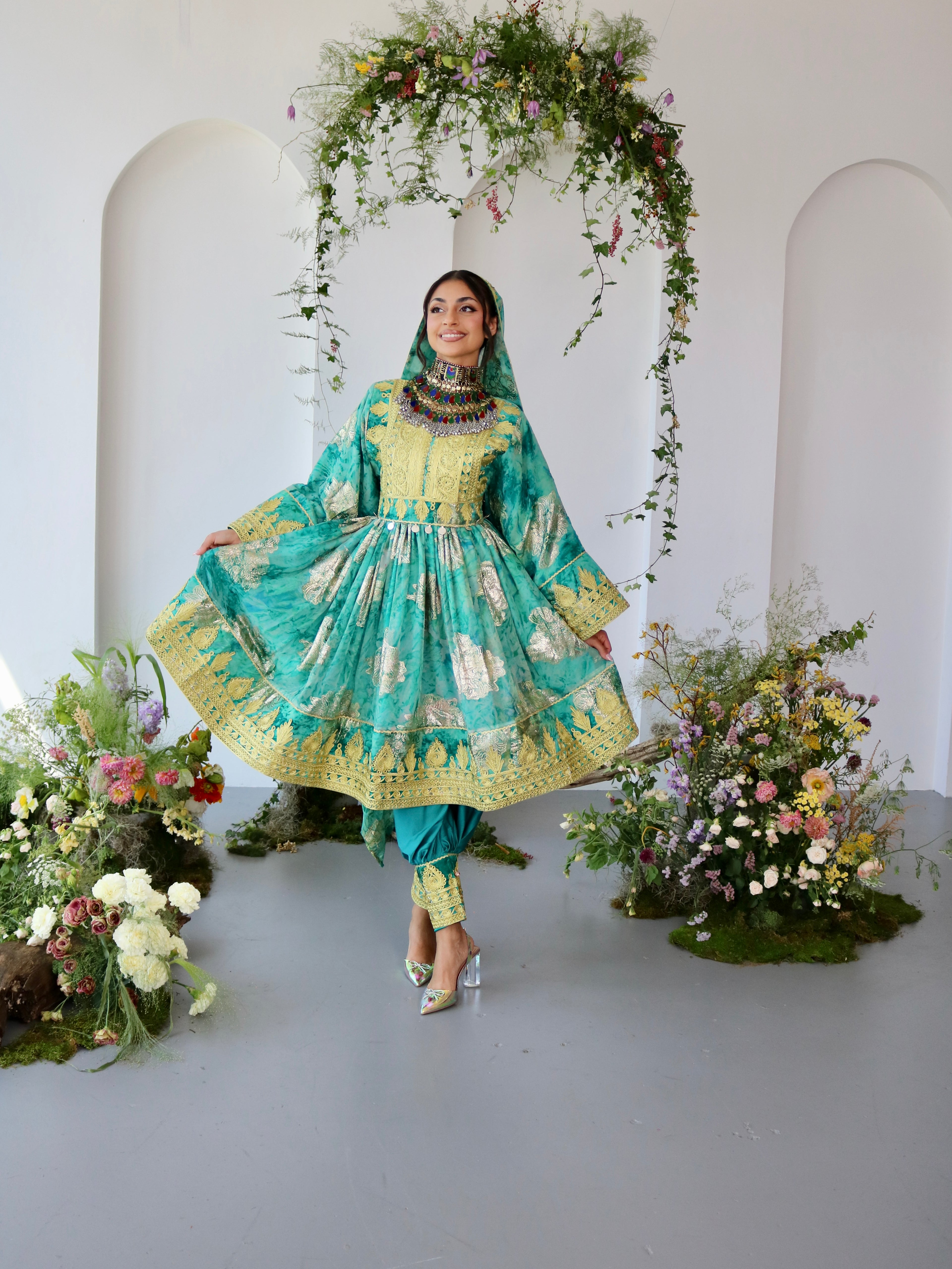 Farah Afghan Kuchi Dress (blue)