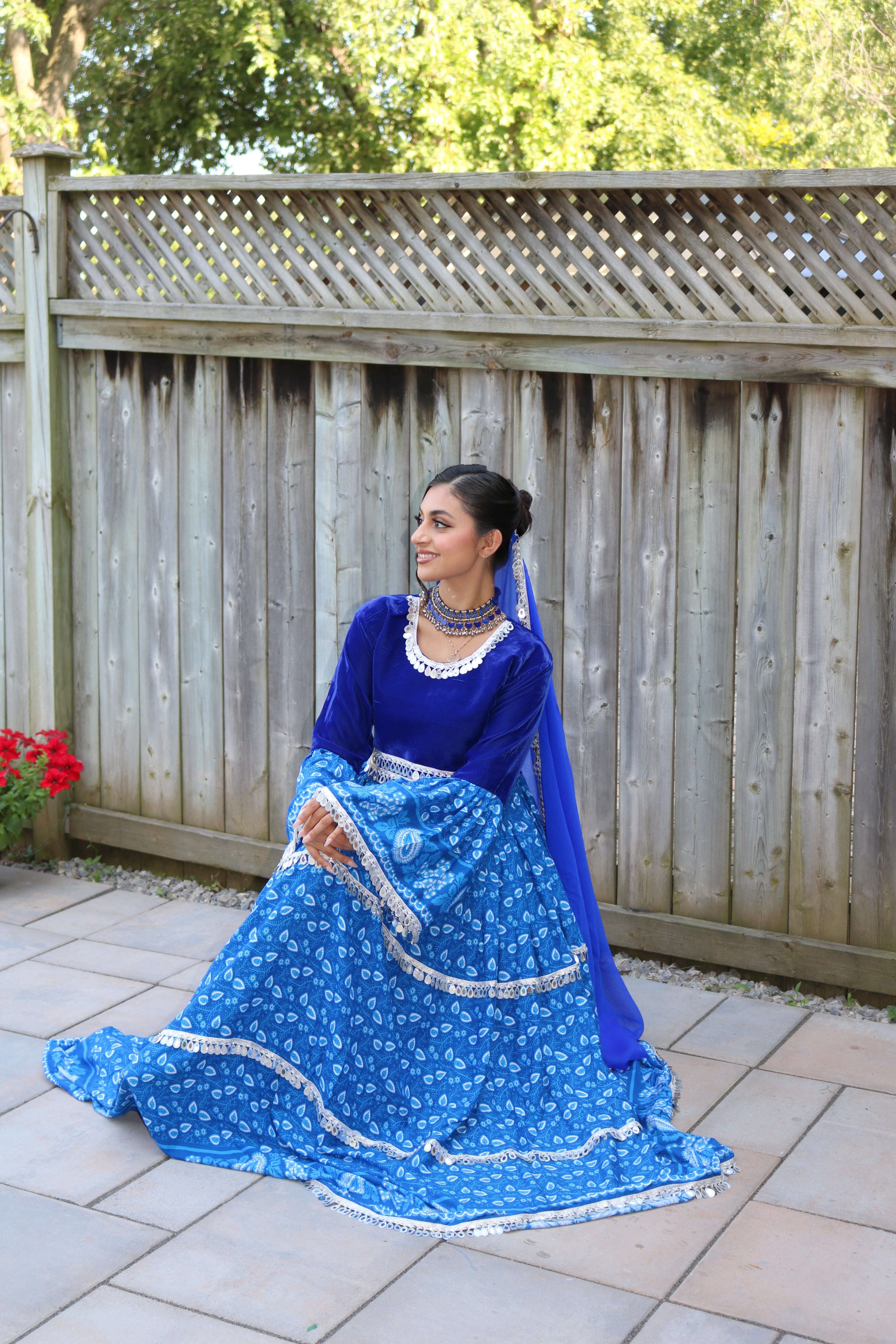 Sarah Afghan Kuchi Dress ( blue)