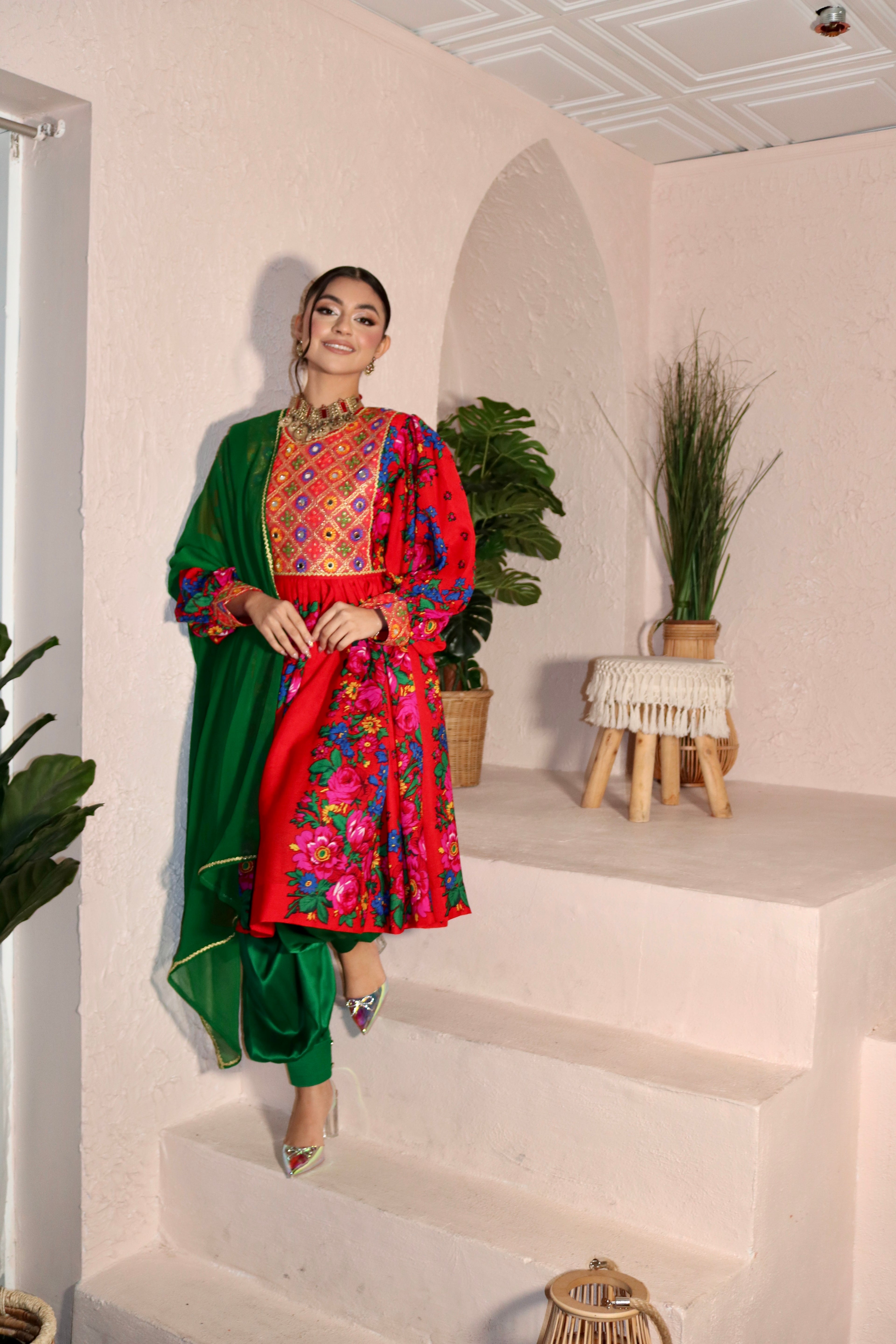 Morsal Afghan Kuchi Dress (red)