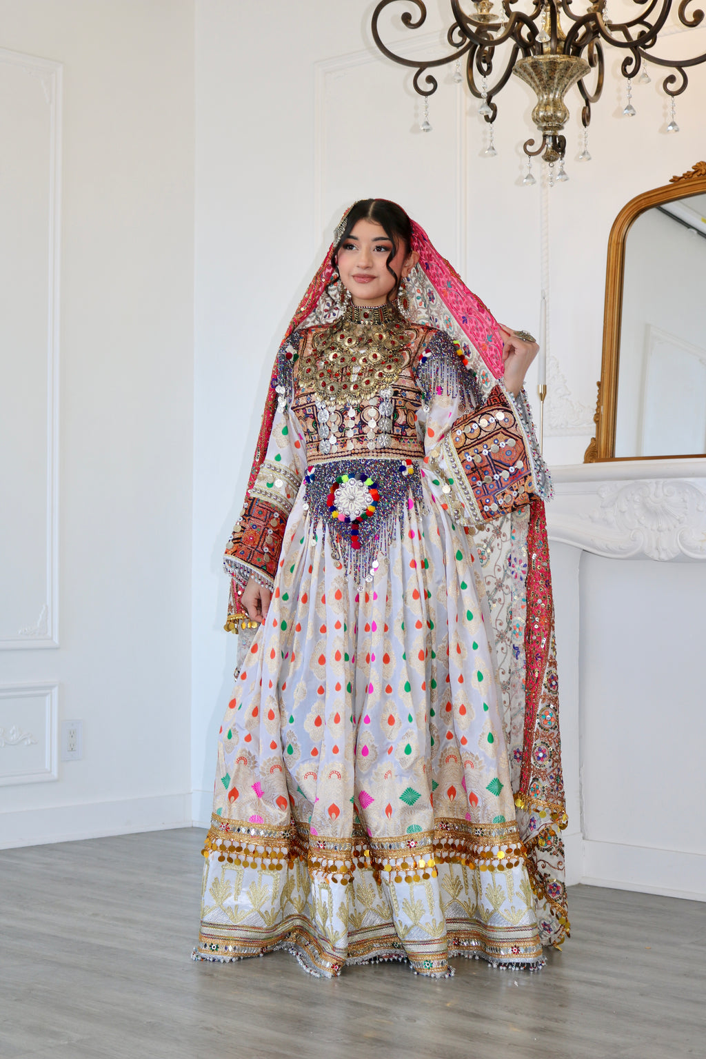 Mursal Afghan Kuchi Dress (white)