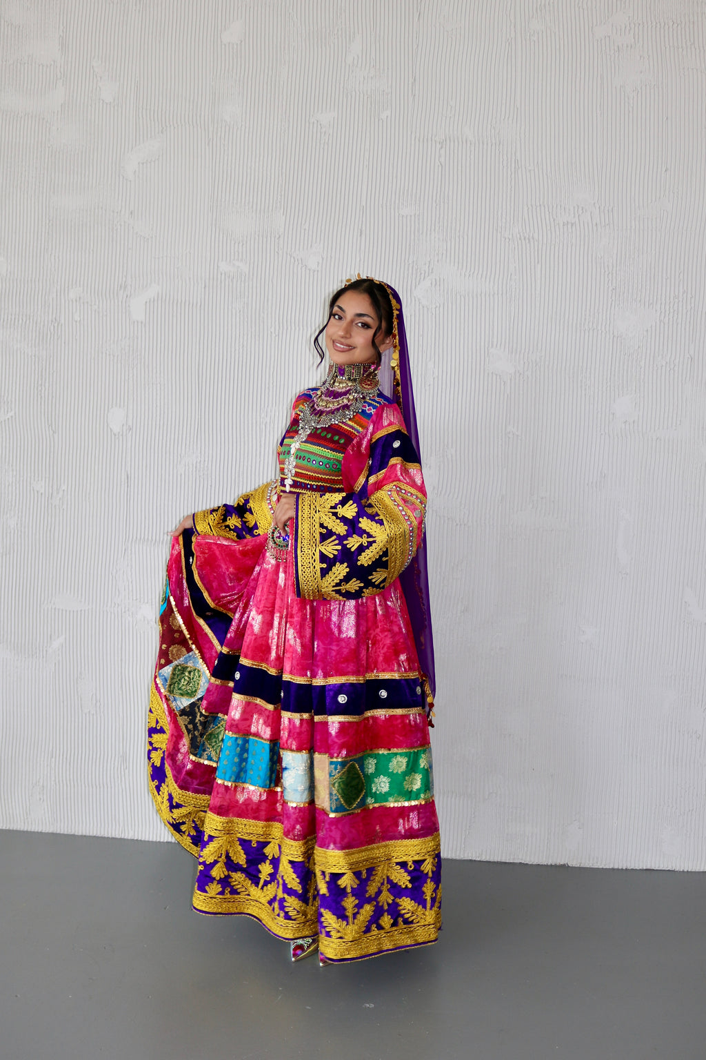 Layma Afghan Kuchi Dress(pink/purple)