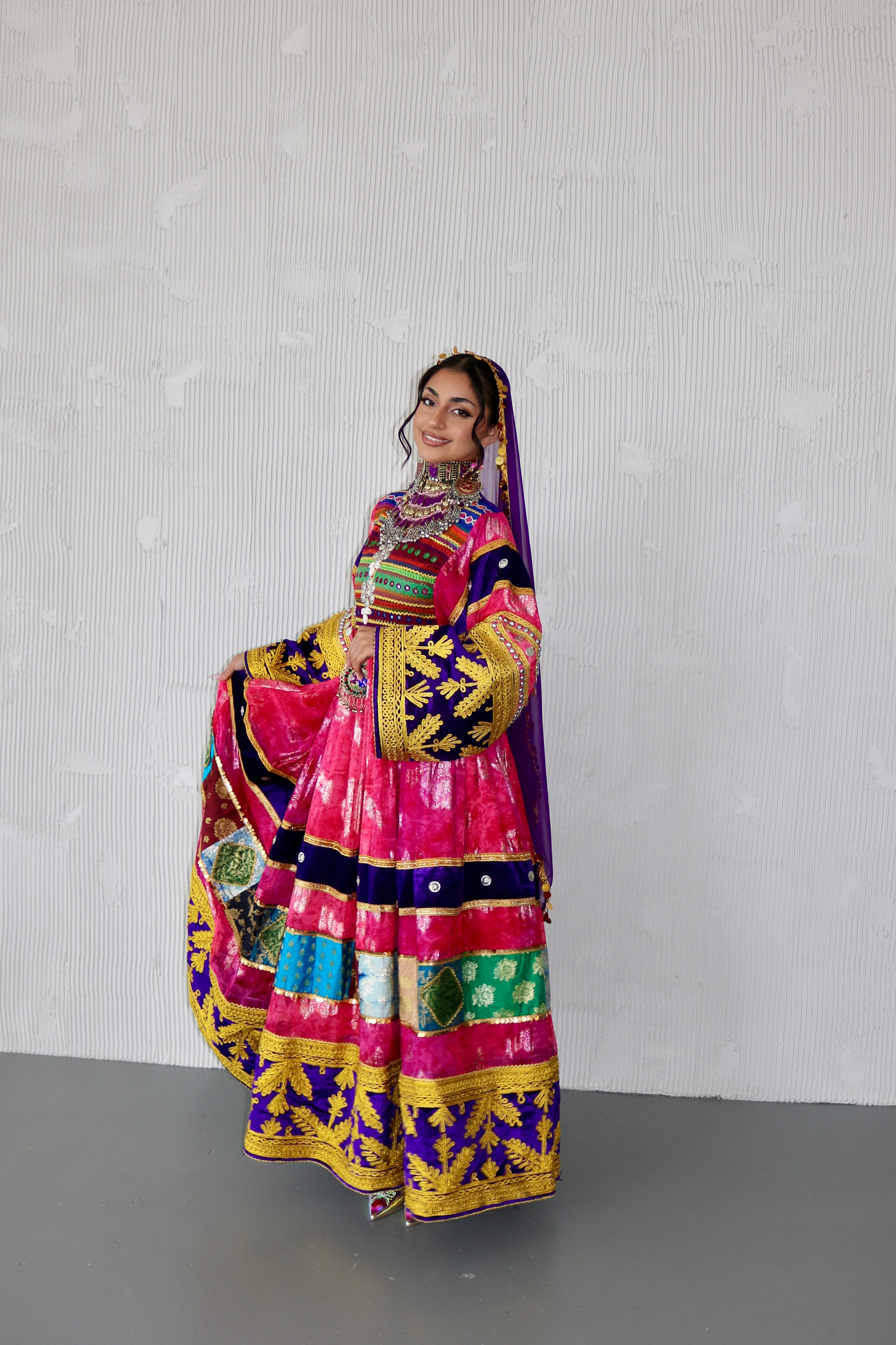 Layma Afghan Kuchi Dress(pink/purple)