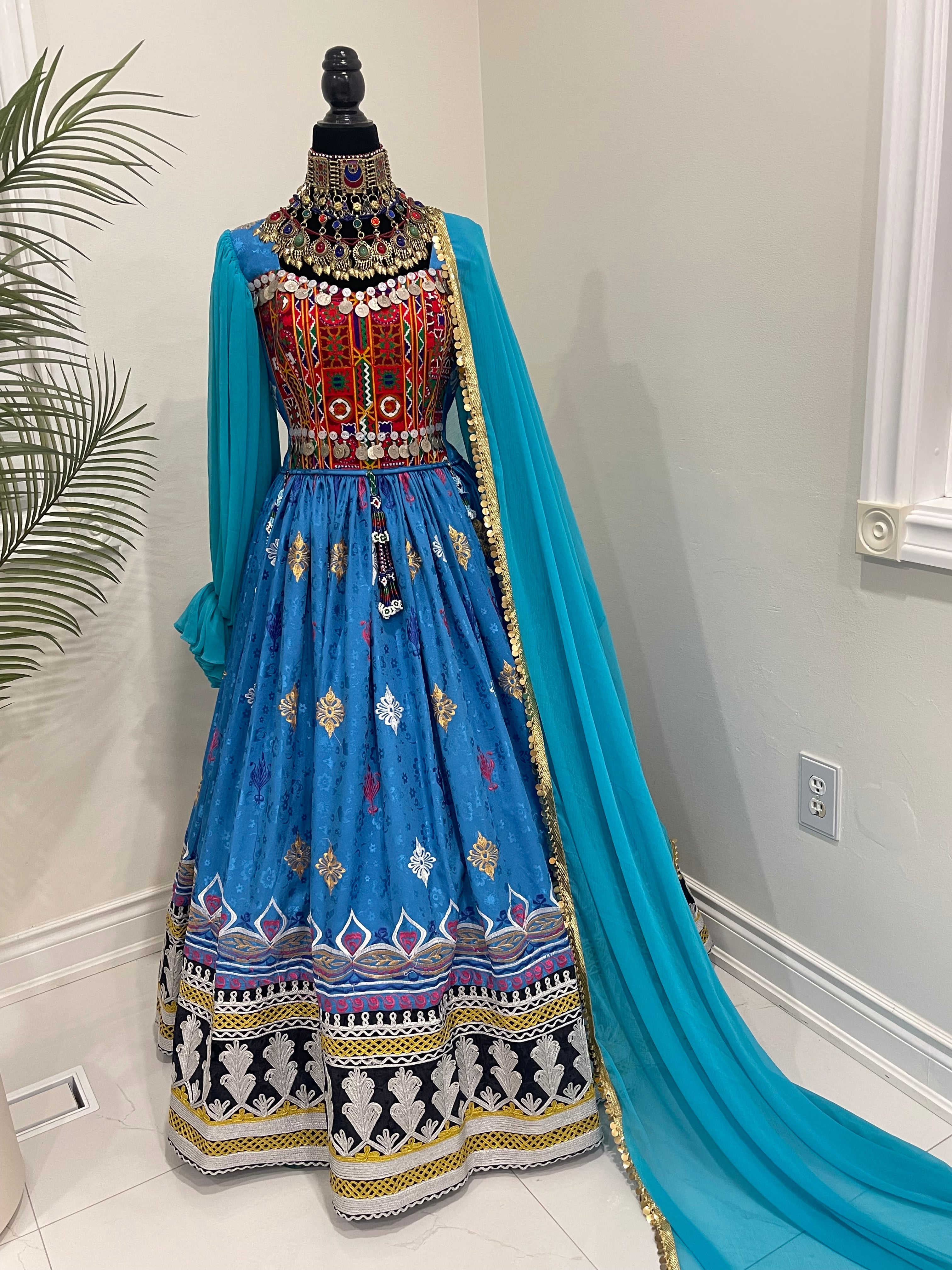 Nelofar Afghan Kuchi Dress - Blue