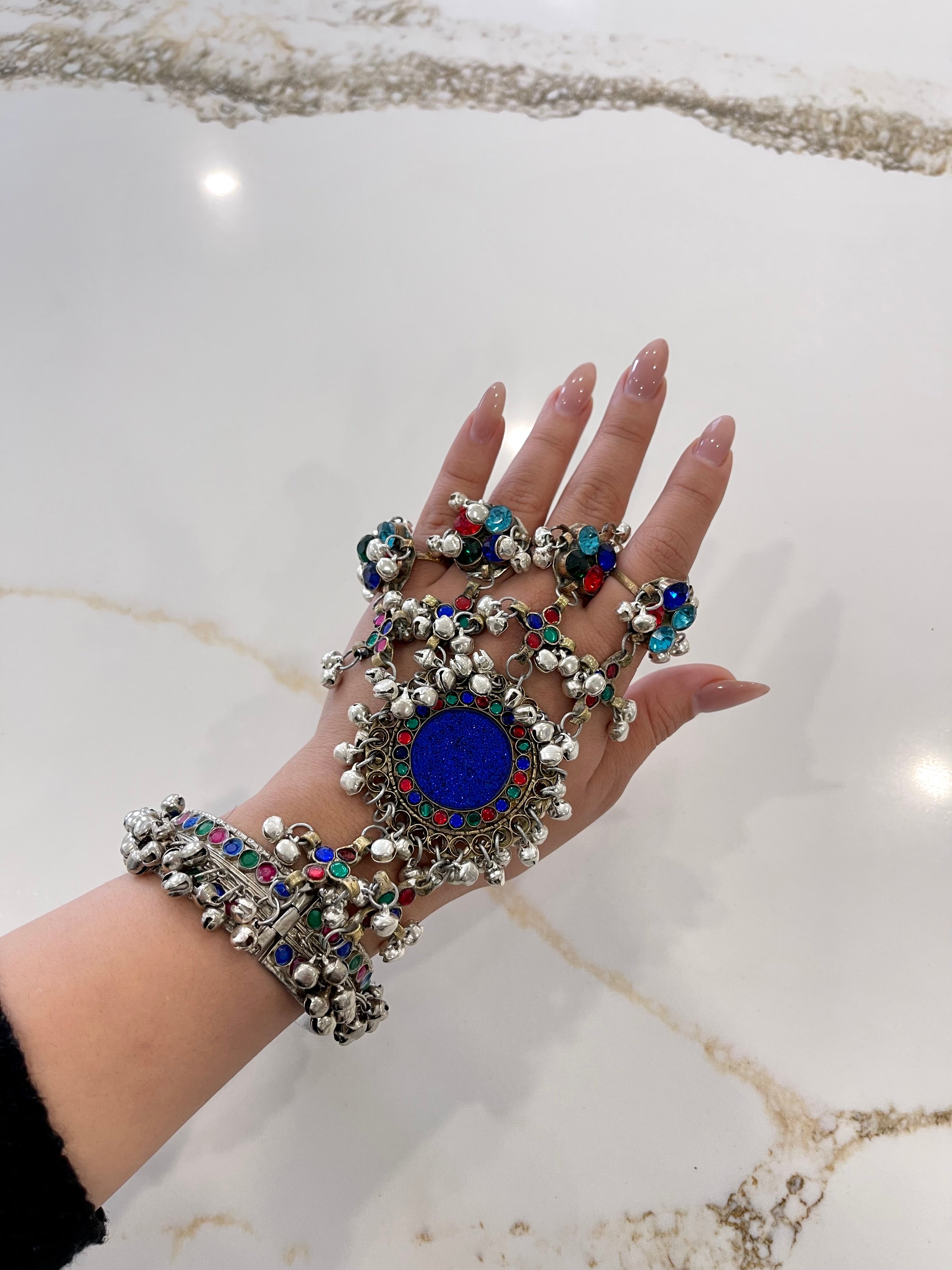 Afghan Handmade Bangle Cuff Bangles With multicolour finger Rings
