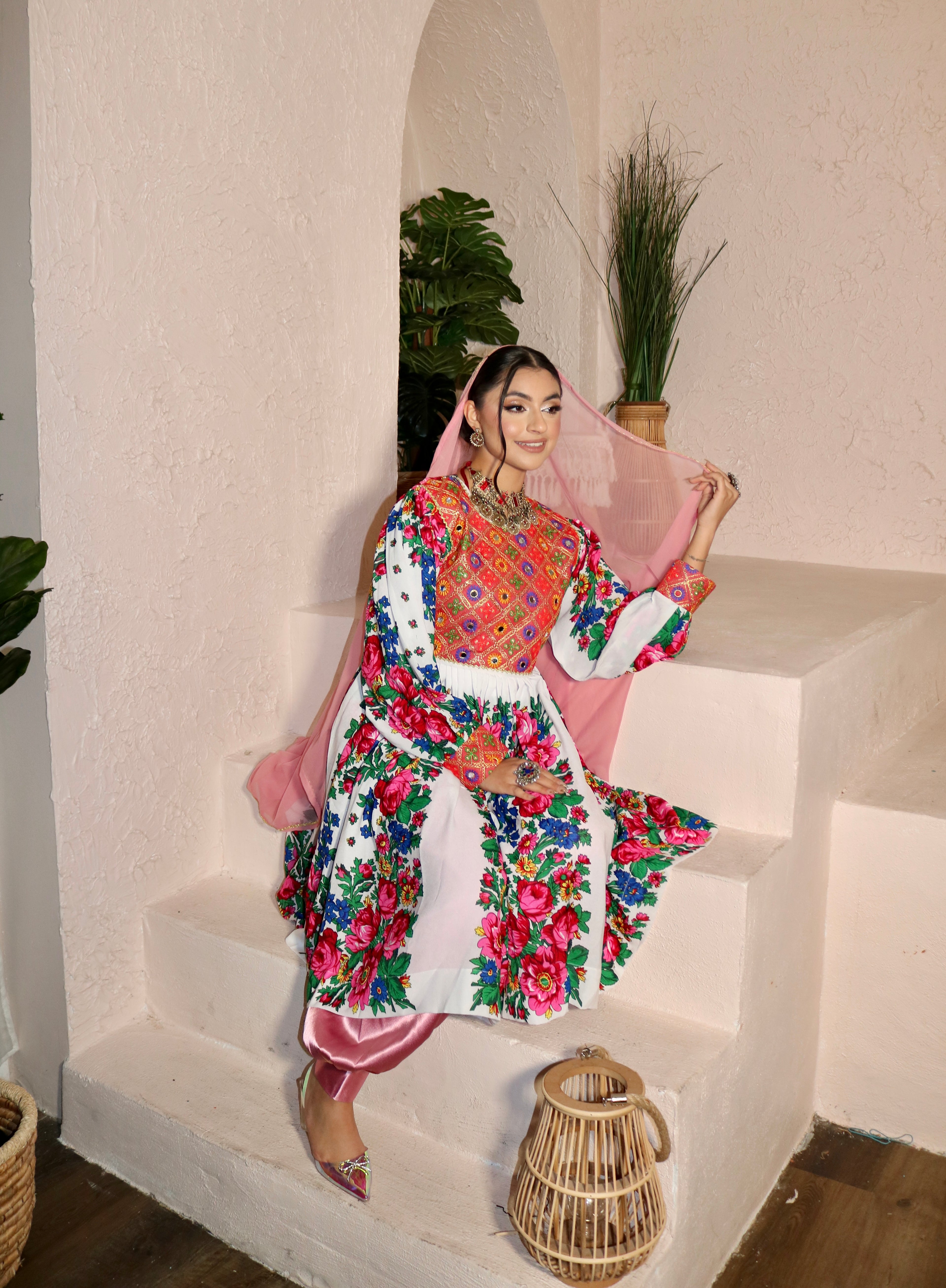 Morsal Afghan Kuchi Dress (white)