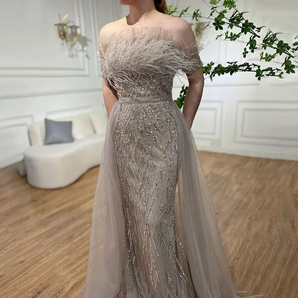 Caramel Feathered Mermaid Overskirt